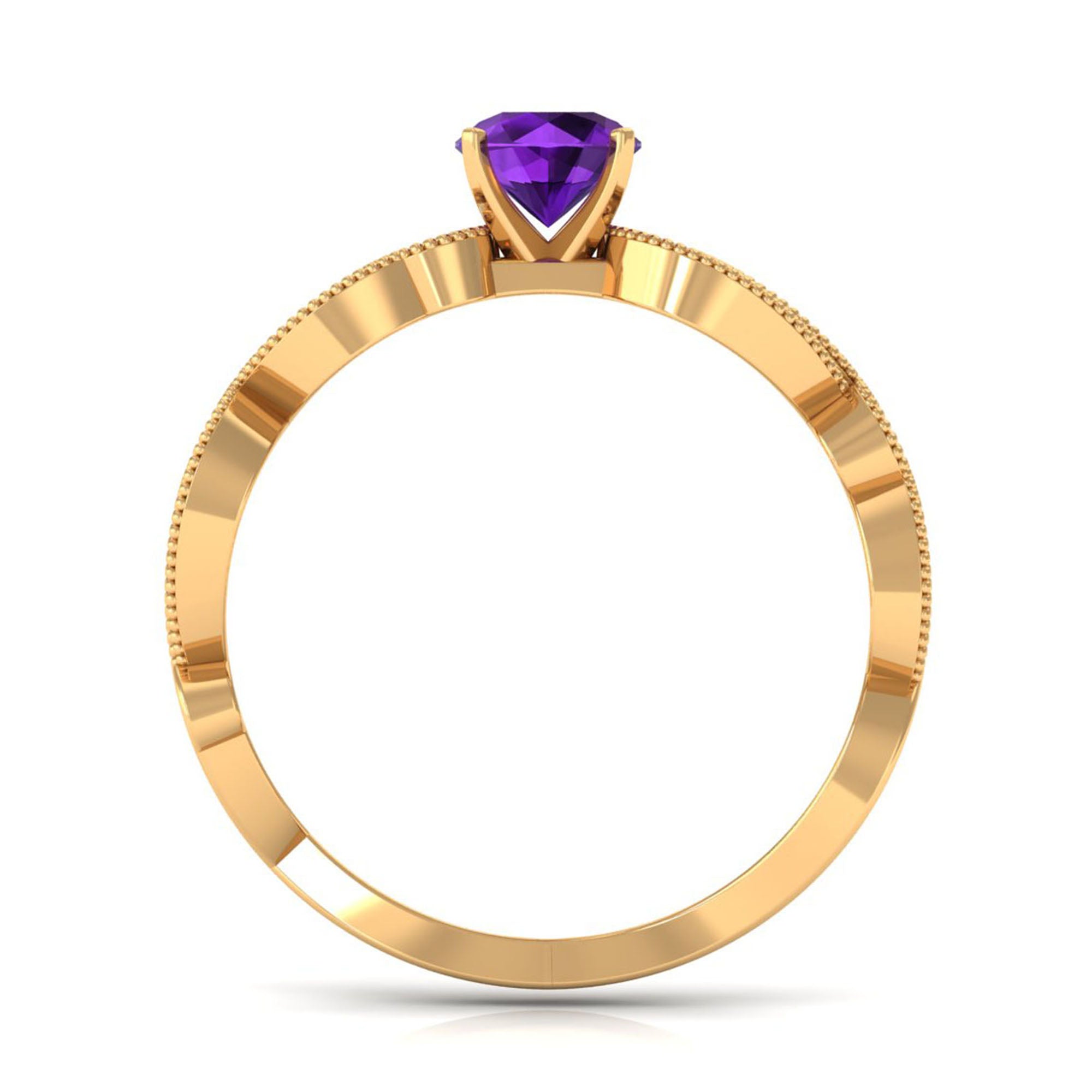 Vintage Inspired Amethyst Engagement Ring with Diamond AAA - Rosec Jewels