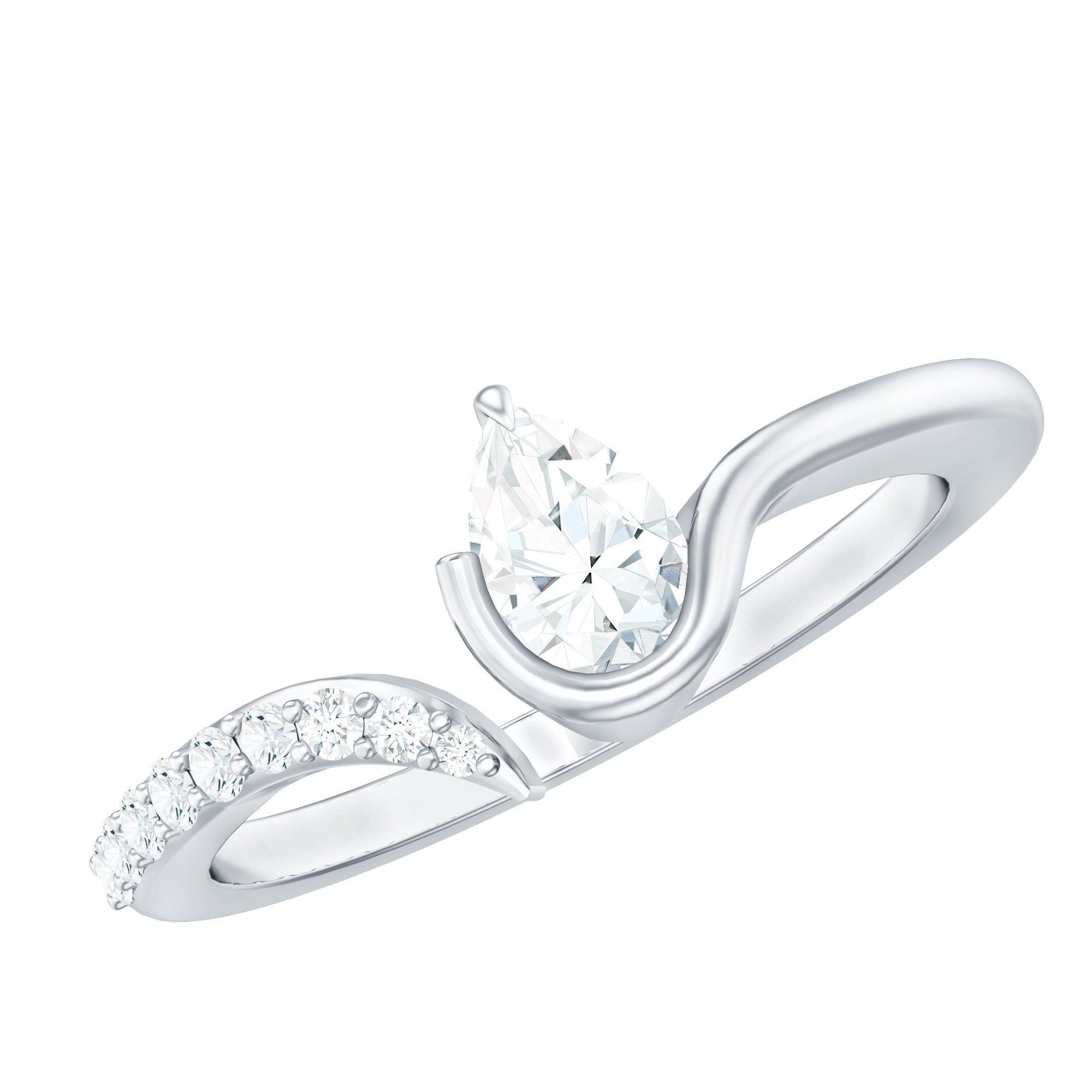 Pear Shaped Moissanite Cuff Ring for Women
