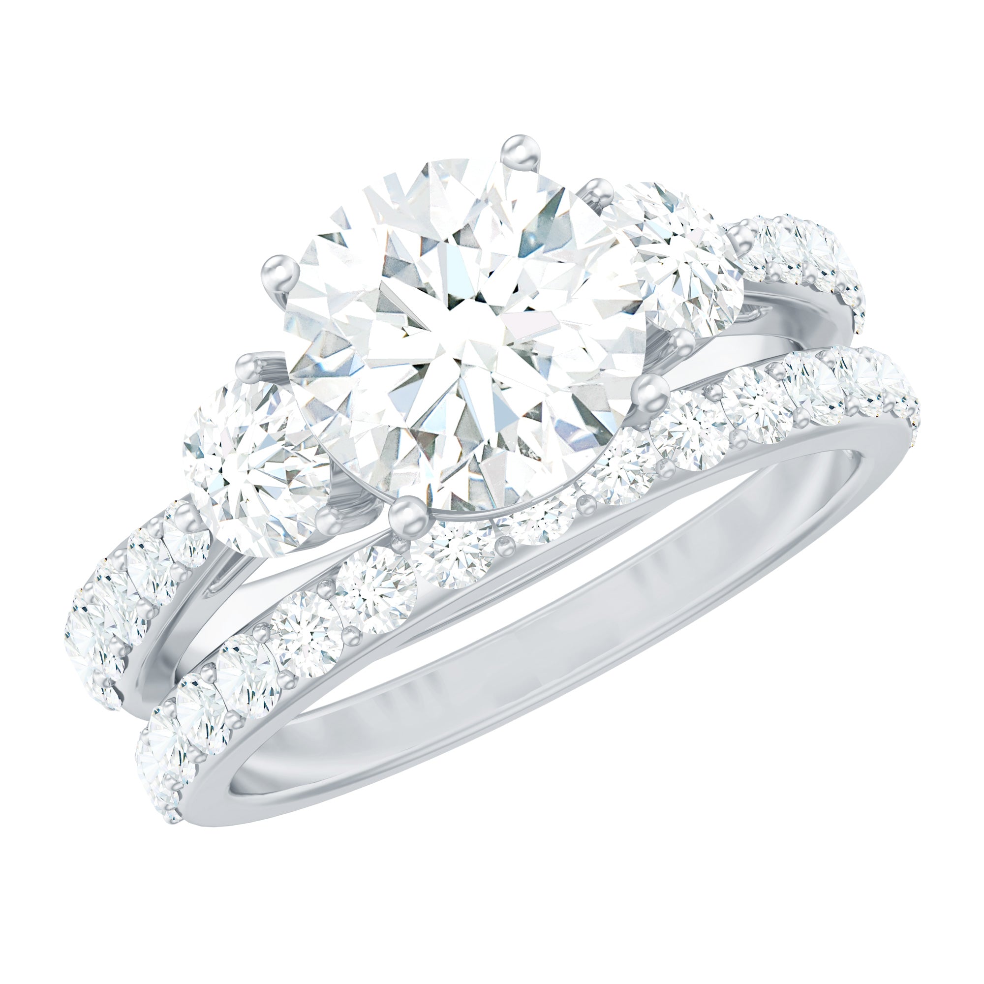 Certified Moissanite Classic Bridal Ring Set