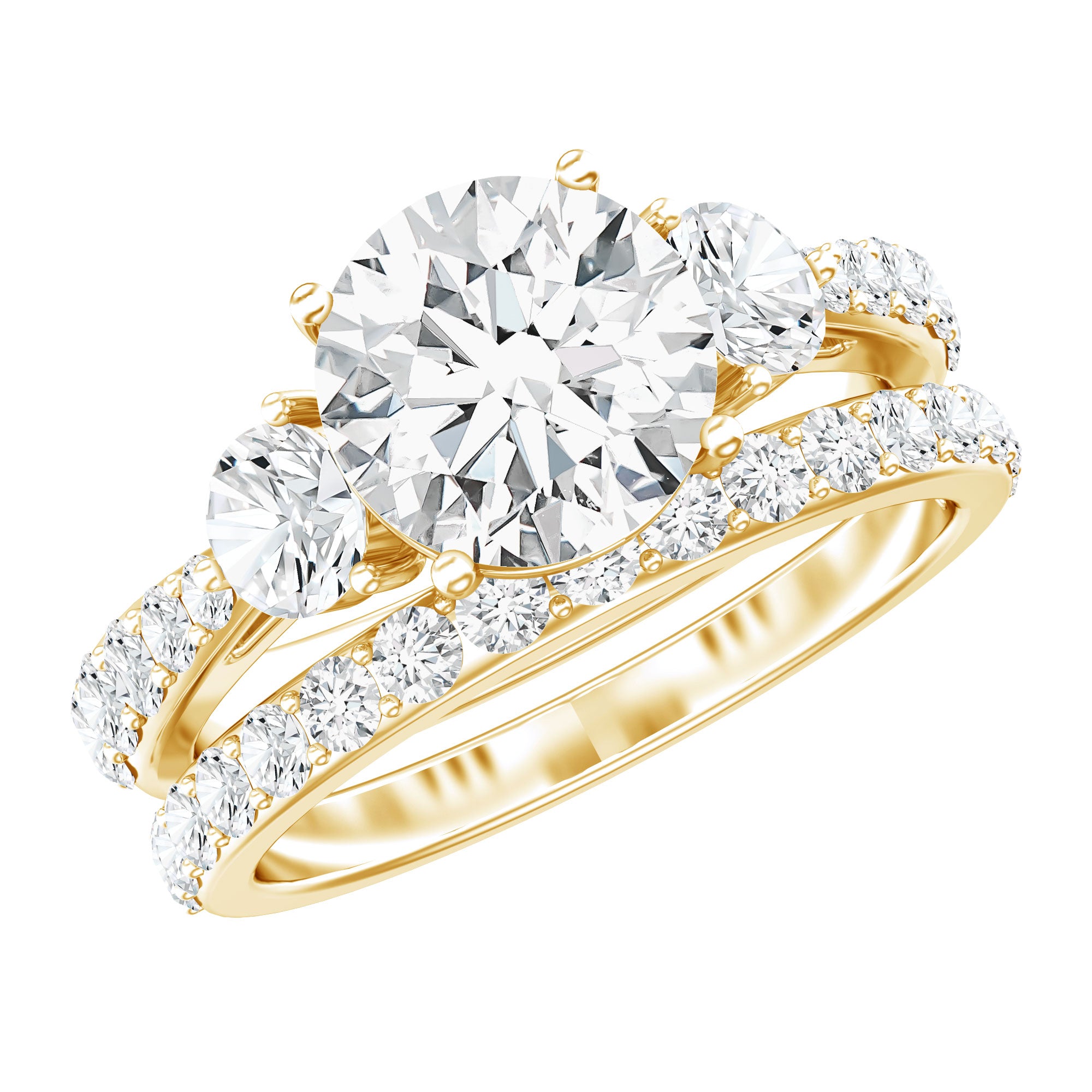 Certified Moissanite Classic Bridal Ring Set D-VS1 - Rosec Jewels