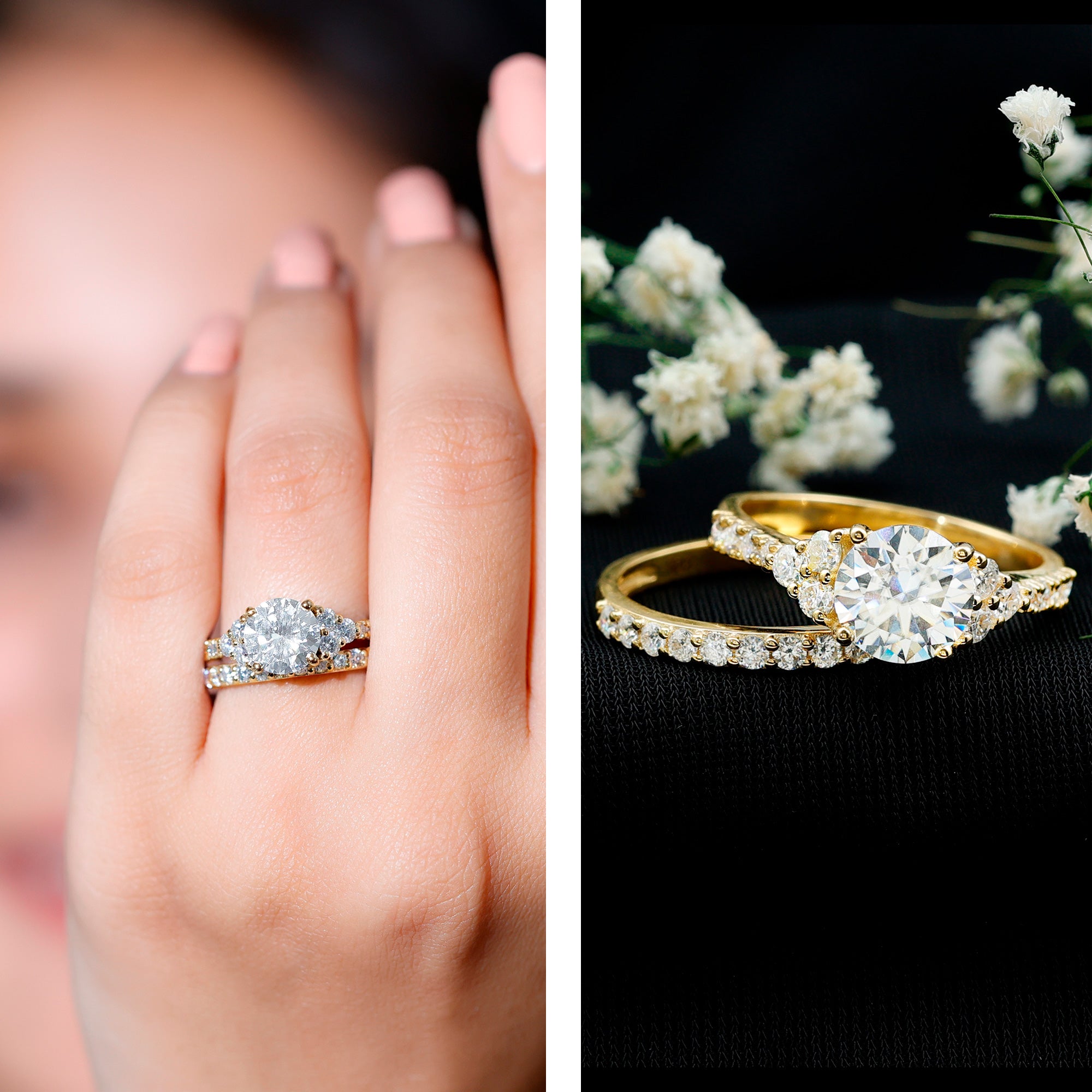 Certified 2 Carat Moissanite Engagement Ring with Enhancer D-VS1 - Rosec Jewels