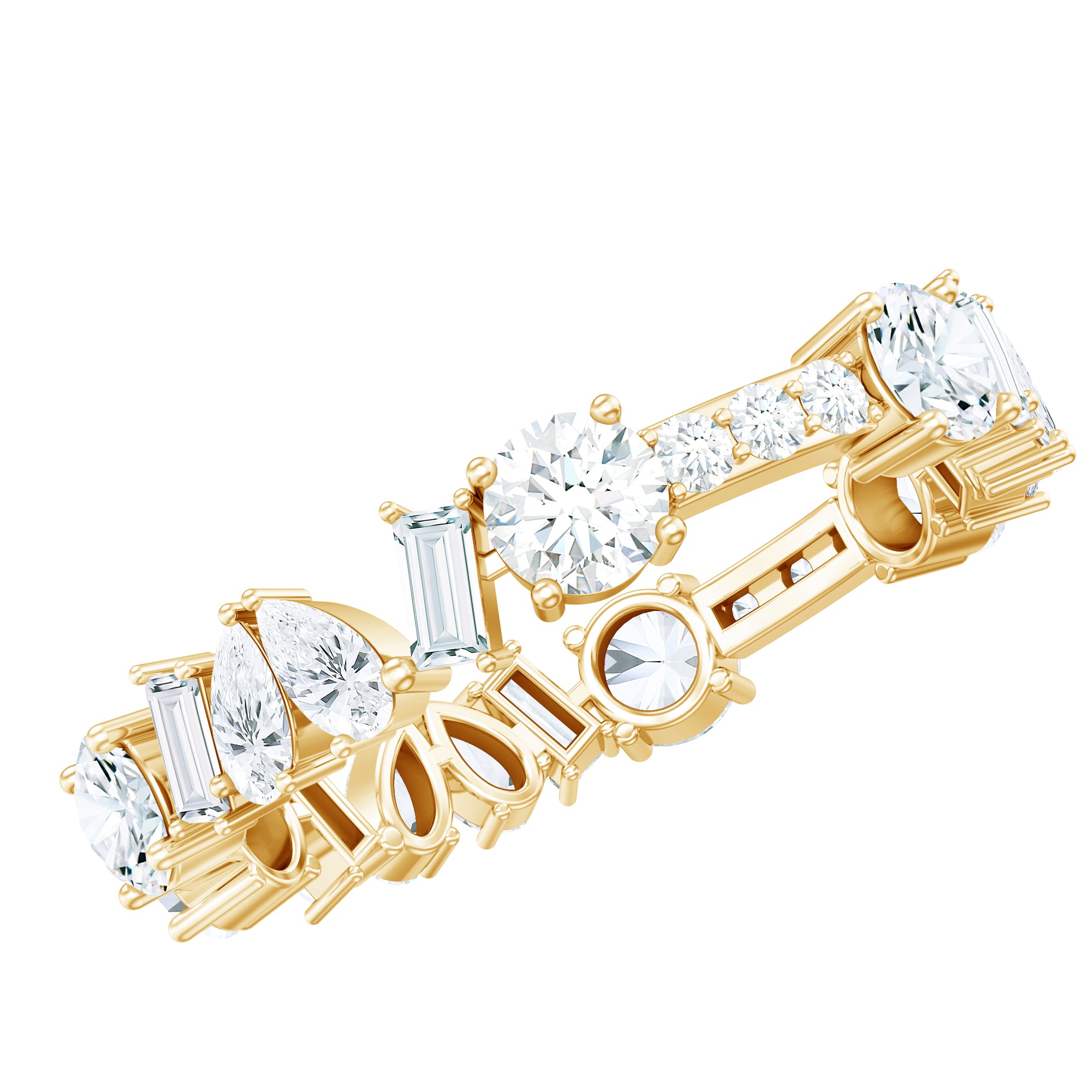 Certified Moissanite Designer Wedding Band Ring For Women D-VS1 - Rosec Jewels