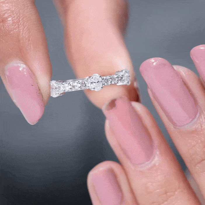 Natural Diamond Half Eternity Band Ring Natural - ( HI-SI ) - Rosec Jewels