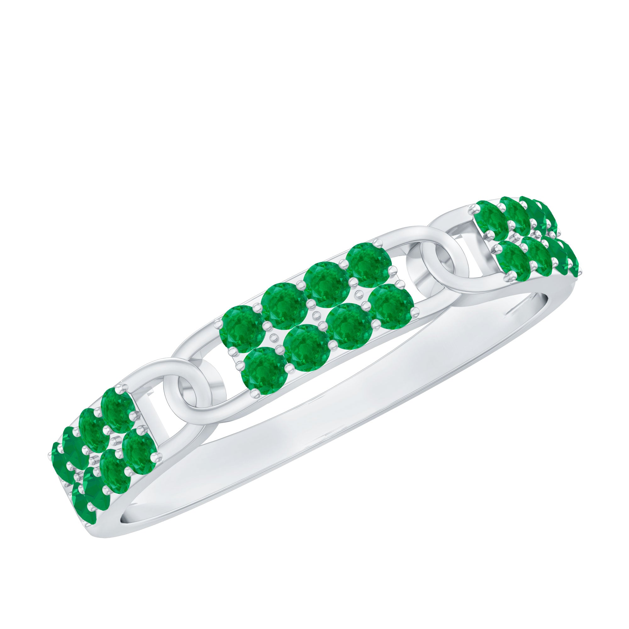 Real Emerald Interlocking Wedding Band with Certificate AAA - Rosec Jewels