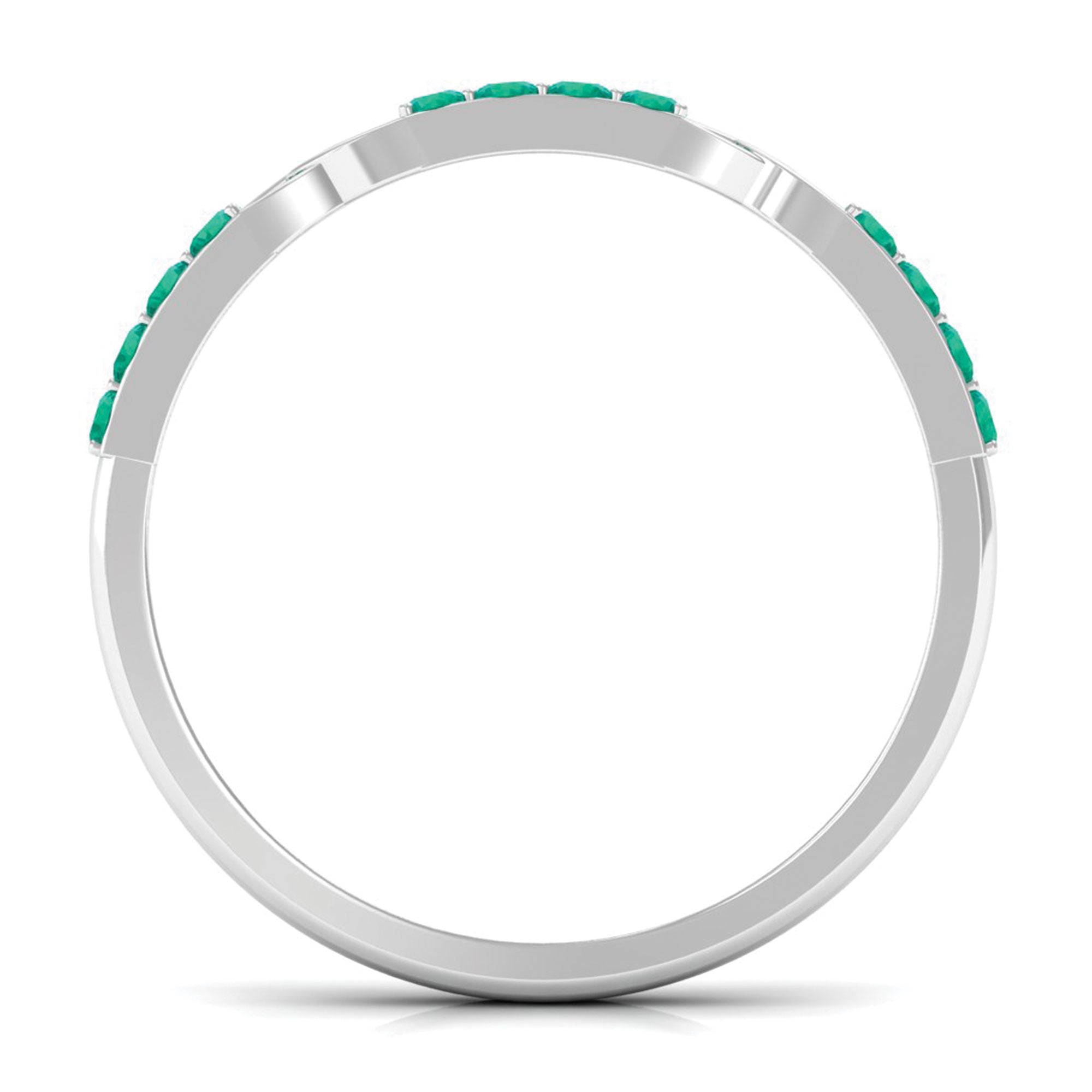 Real Emerald Interlocking Wedding Band with Certificate AAA - Rosec Jewels
