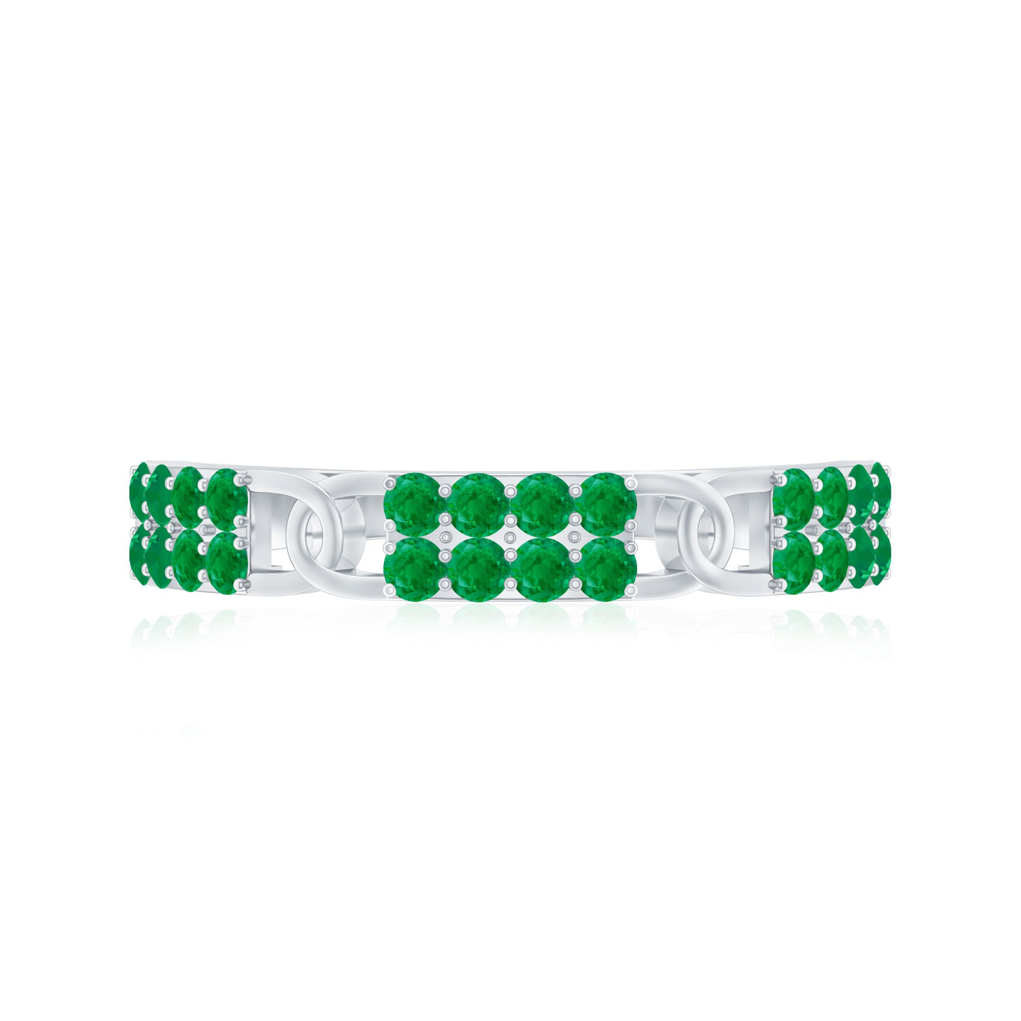 Real Emerald Interlocking Wedding Band with Certificate AAA - Rosec Jewels