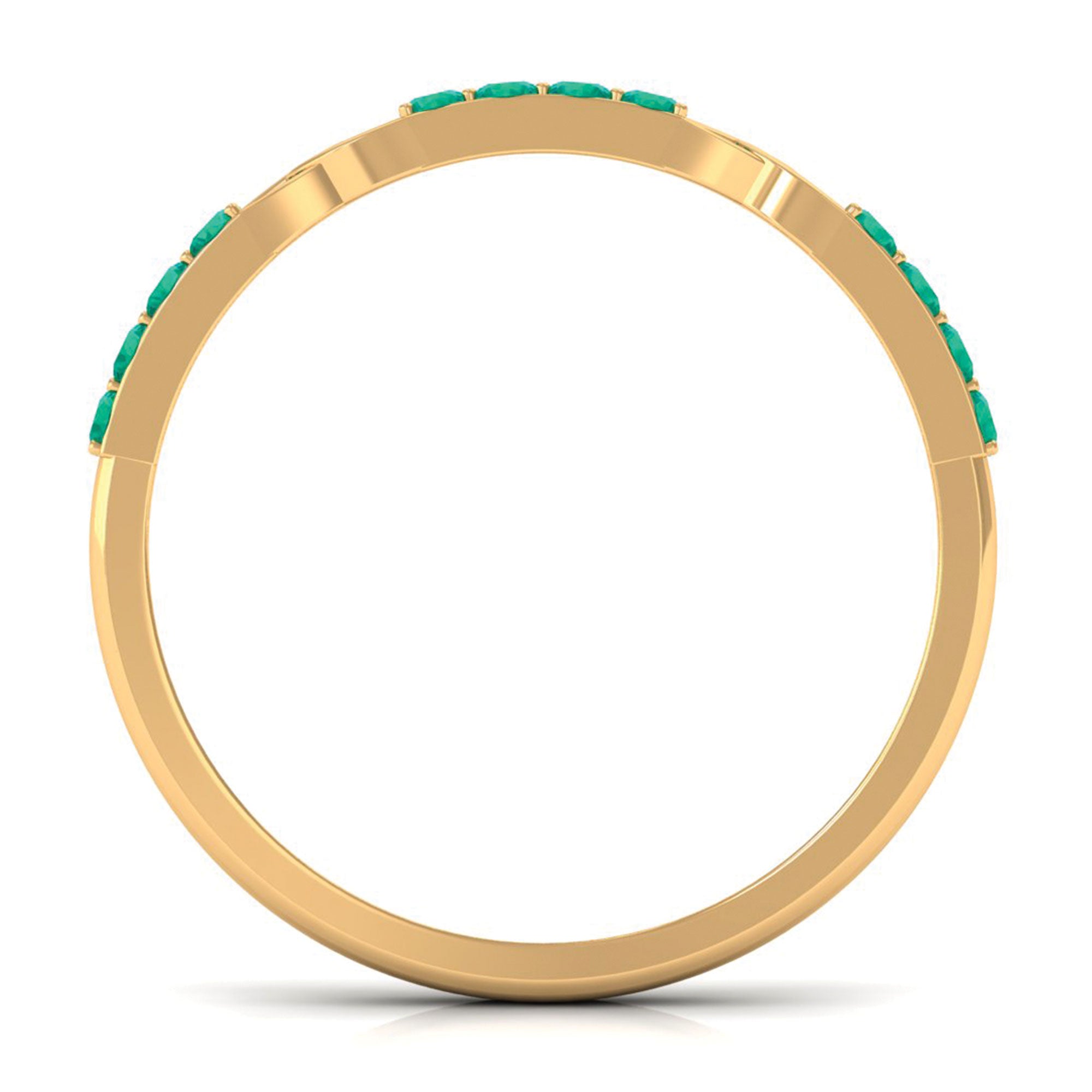 Real Emerald Interlocking Wedding Band with Certificate AAA - Rosec Jewels