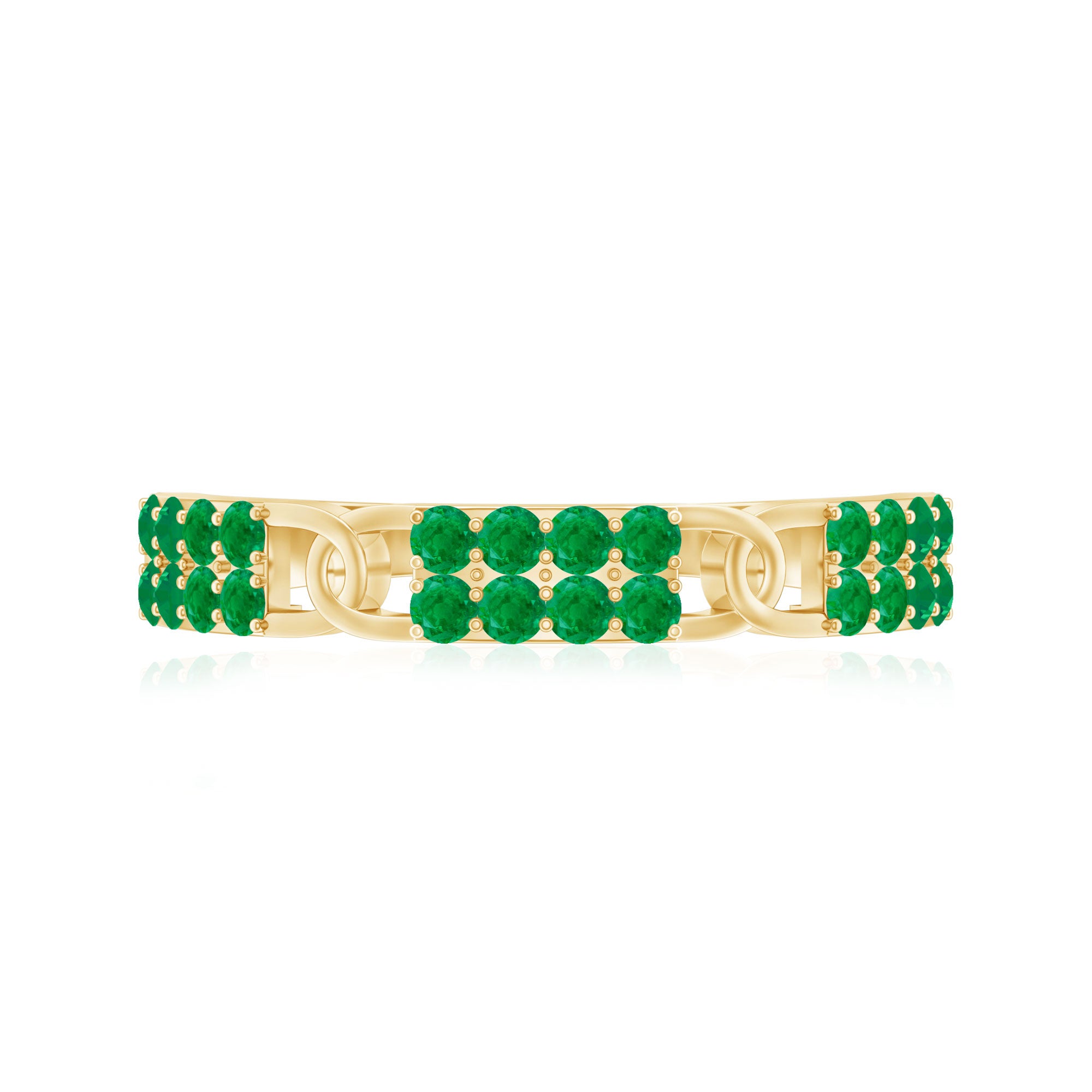 Real Emerald Interlocking Wedding Band with Certificate AAA - Rosec Jewels