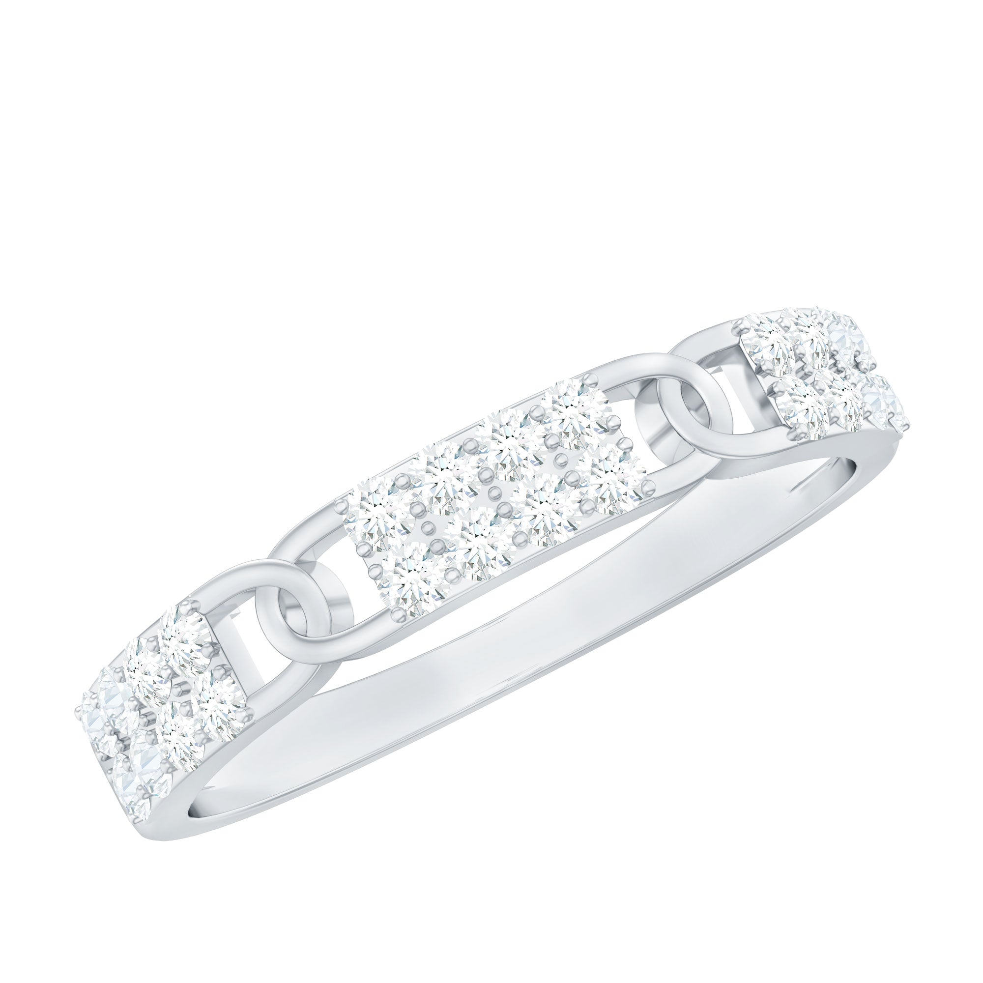 Certified Moissanite Interlocking Wedding Band