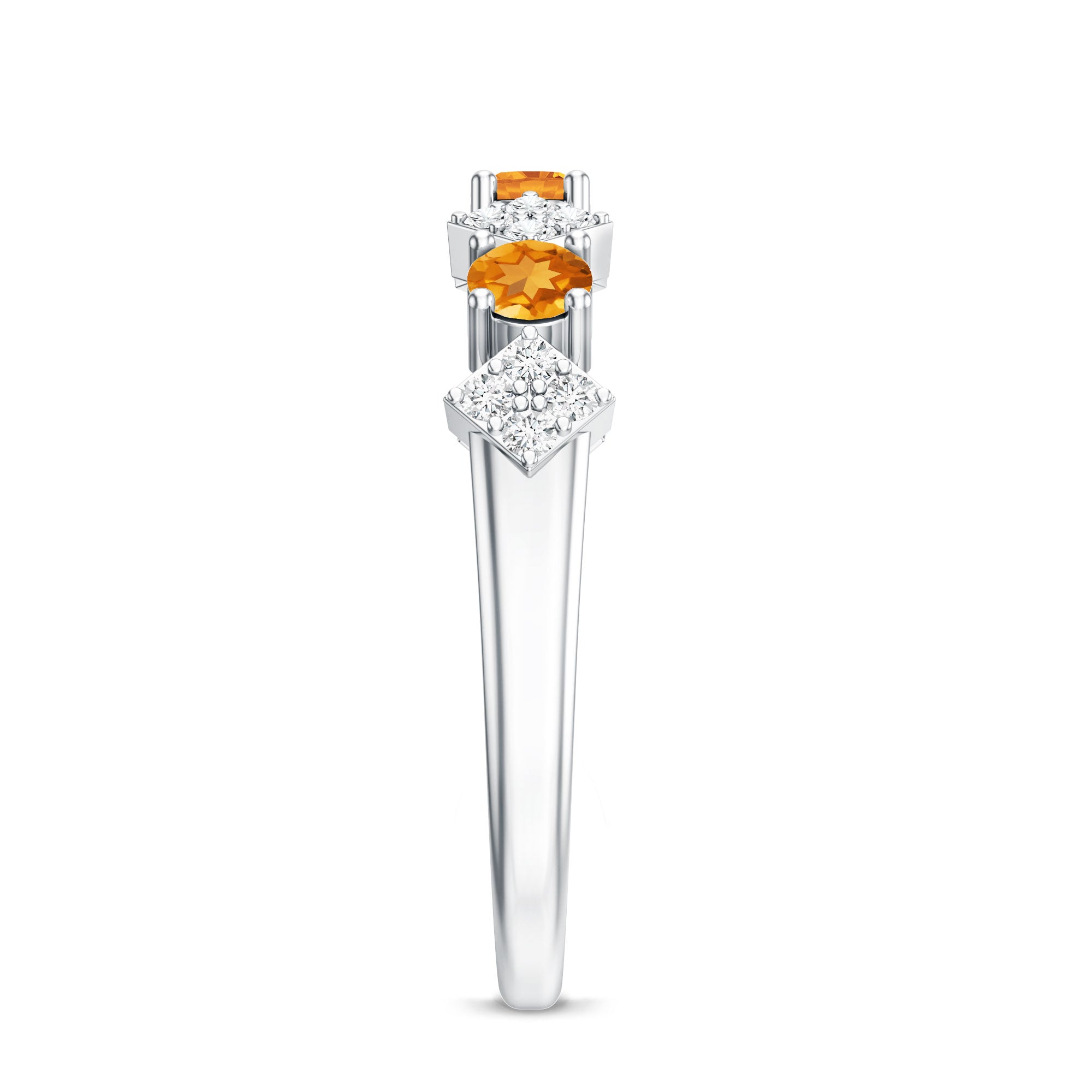Natural Citrine and Diamond Half Eternity Band Ring AAA - Rosec Jewels
