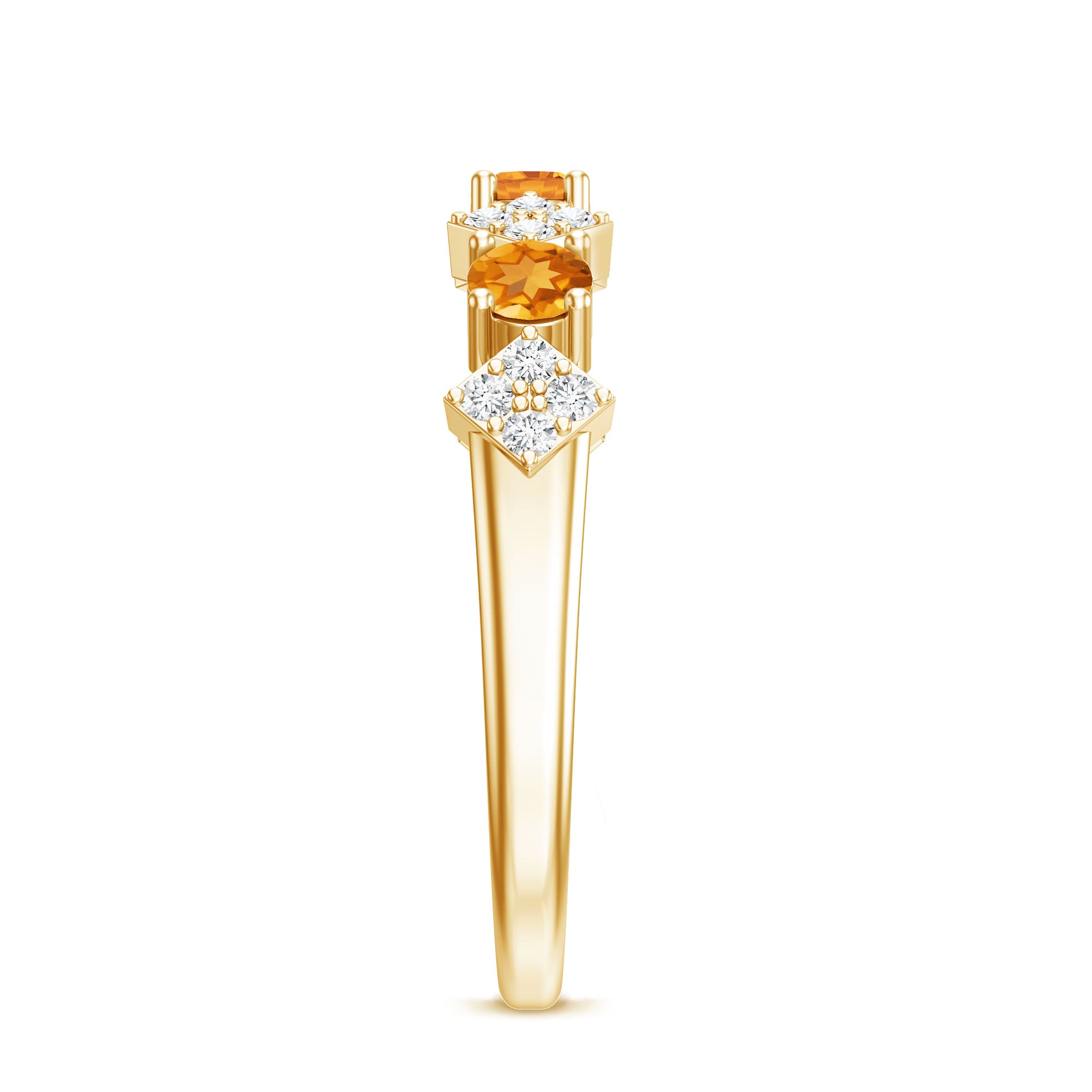 Natural Citrine and Diamond Half Eternity Band Ring AAA - Rosec Jewels