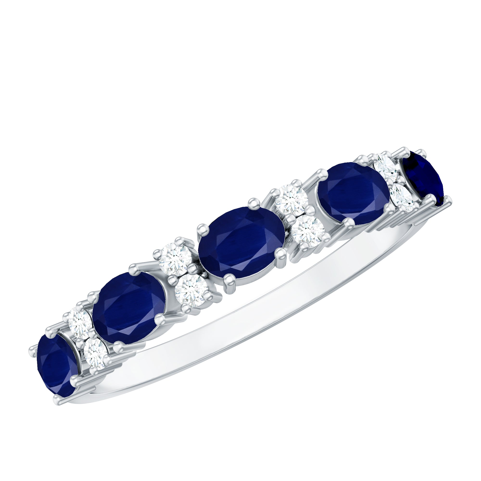 Certified Blue Sapphire and Diamond Eternity Band