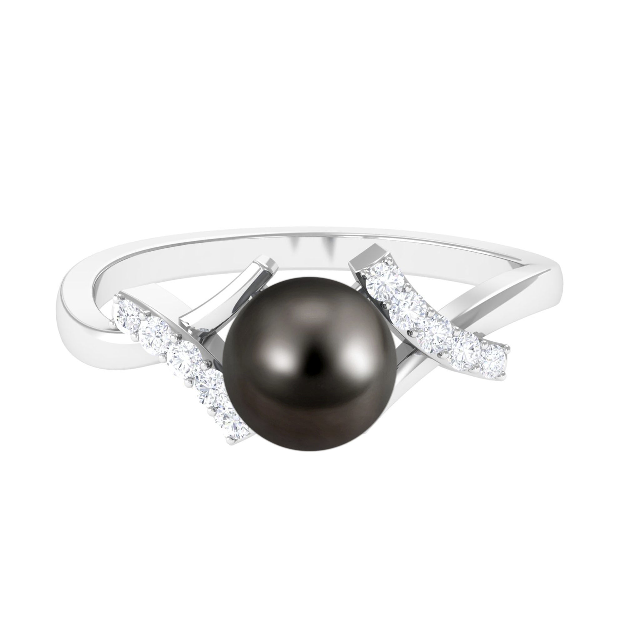 Tahitian Pearl Solitaire Ring with Diamond Accent