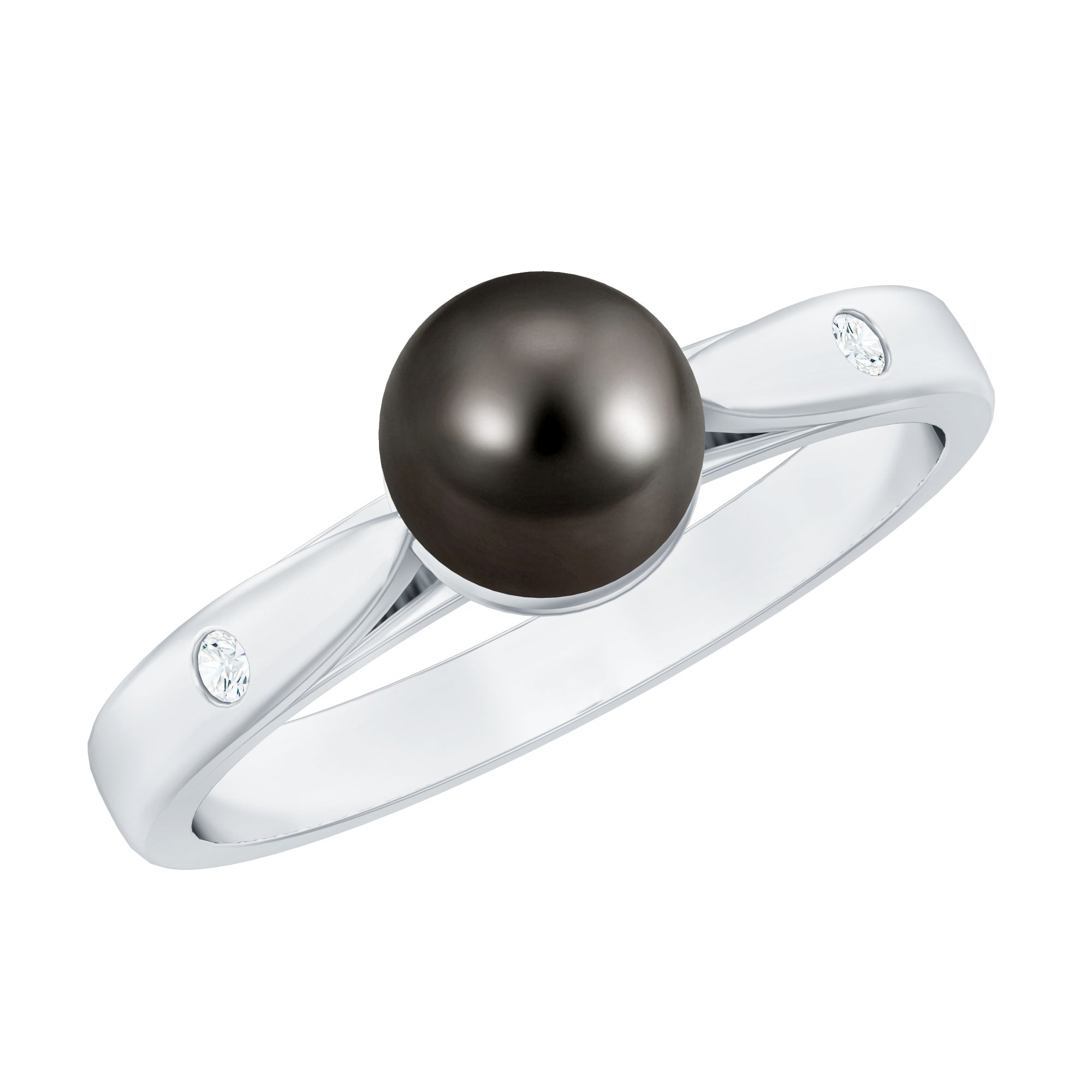 Solitaire Black Tahitian Pearl Engagement Ring with Certificate AAA - Rosec Jewels