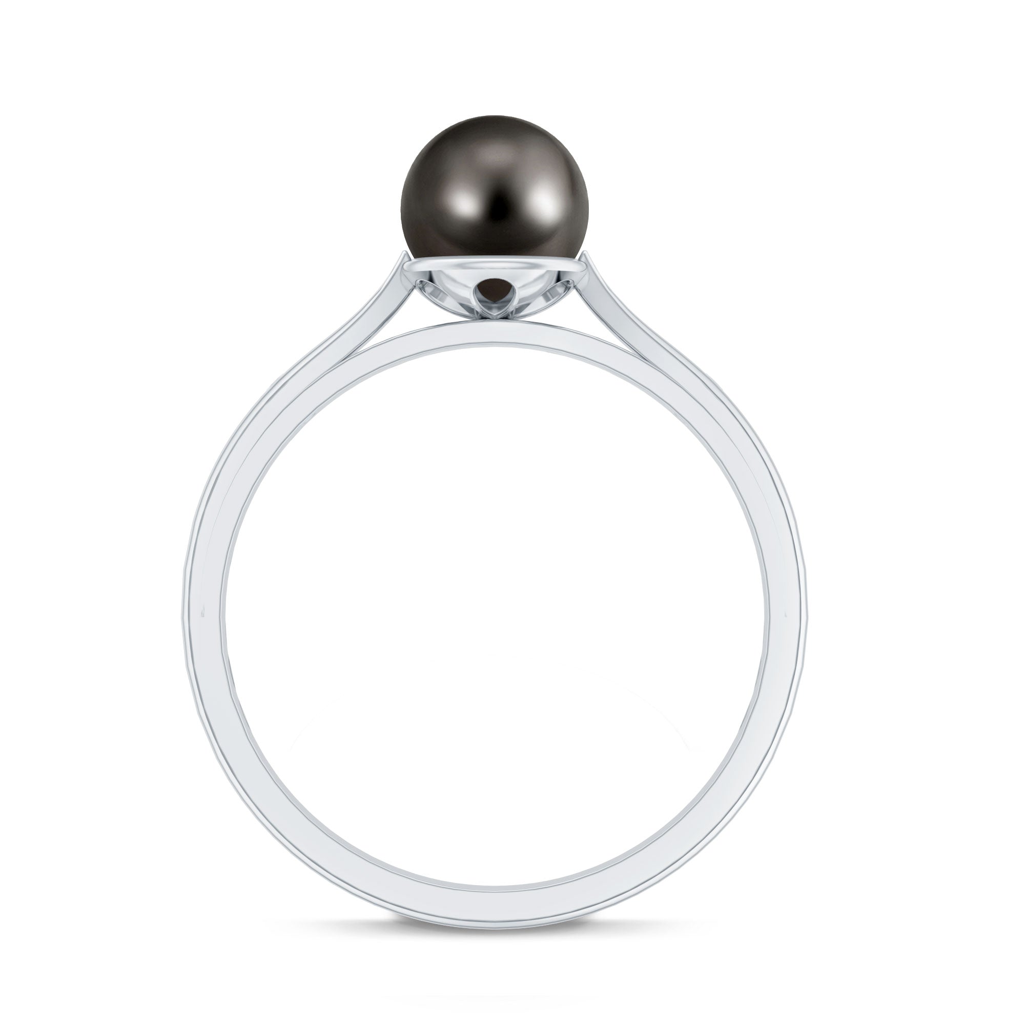 Solitaire Black Tahitian Pearl Engagement Ring with Certificate AAA - Rosec Jewels