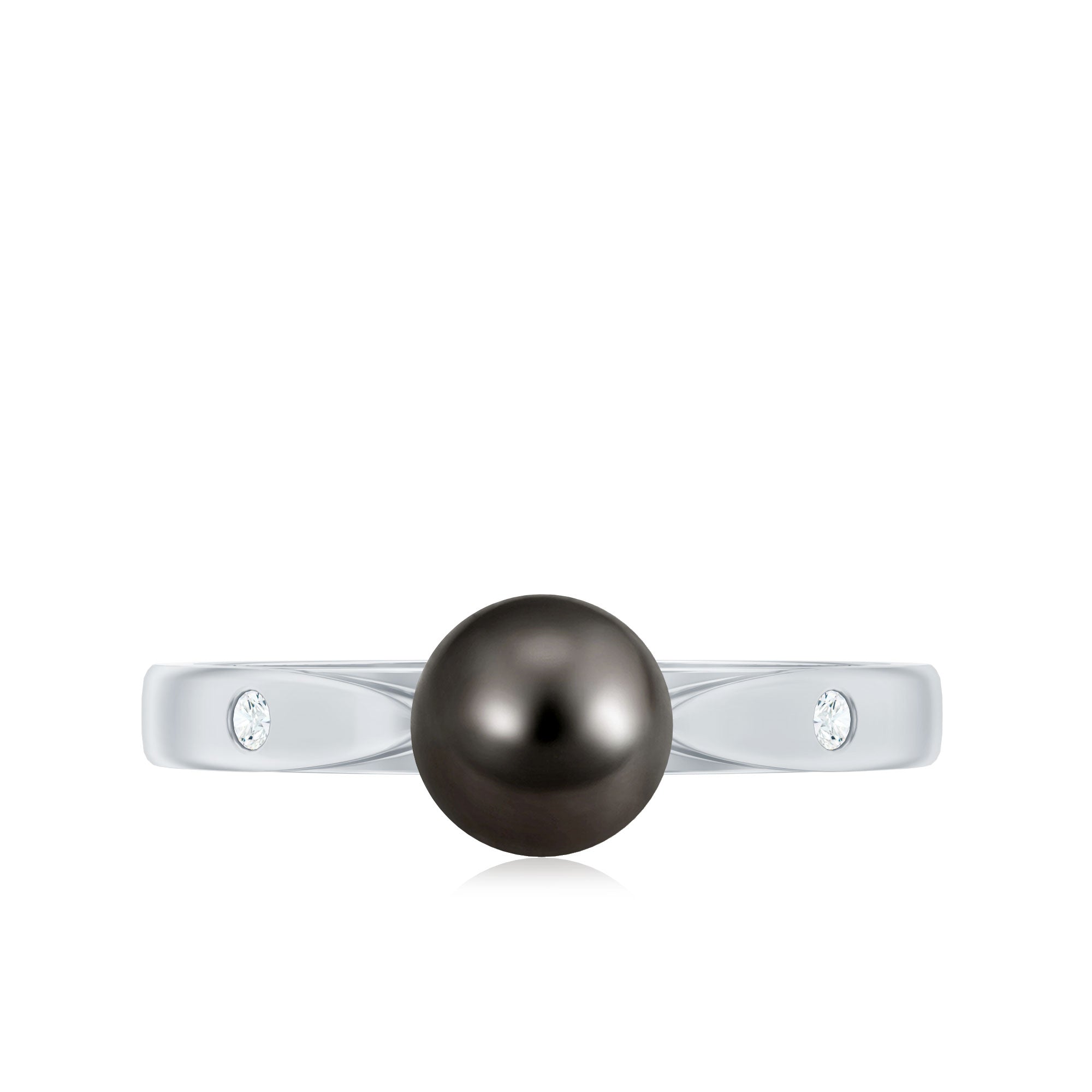 Solitaire Black Tahitian Pearl Engagement Ring with Certificate AAA - Rosec Jewels