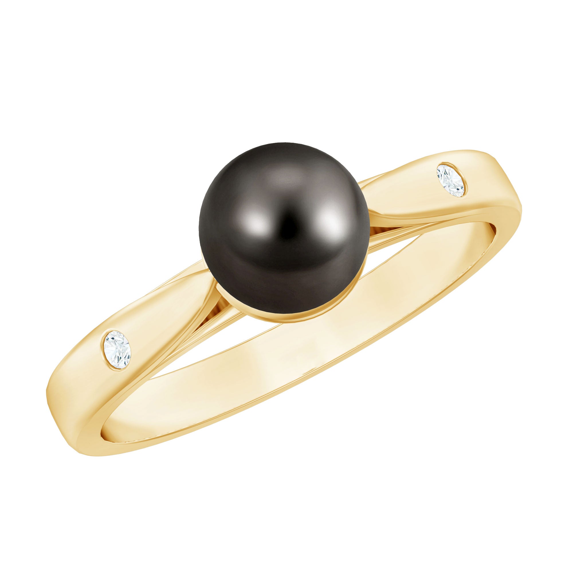 Solitaire Black Tahitian Pearl Engagement Ring with Certificate AAA - Rosec Jewels