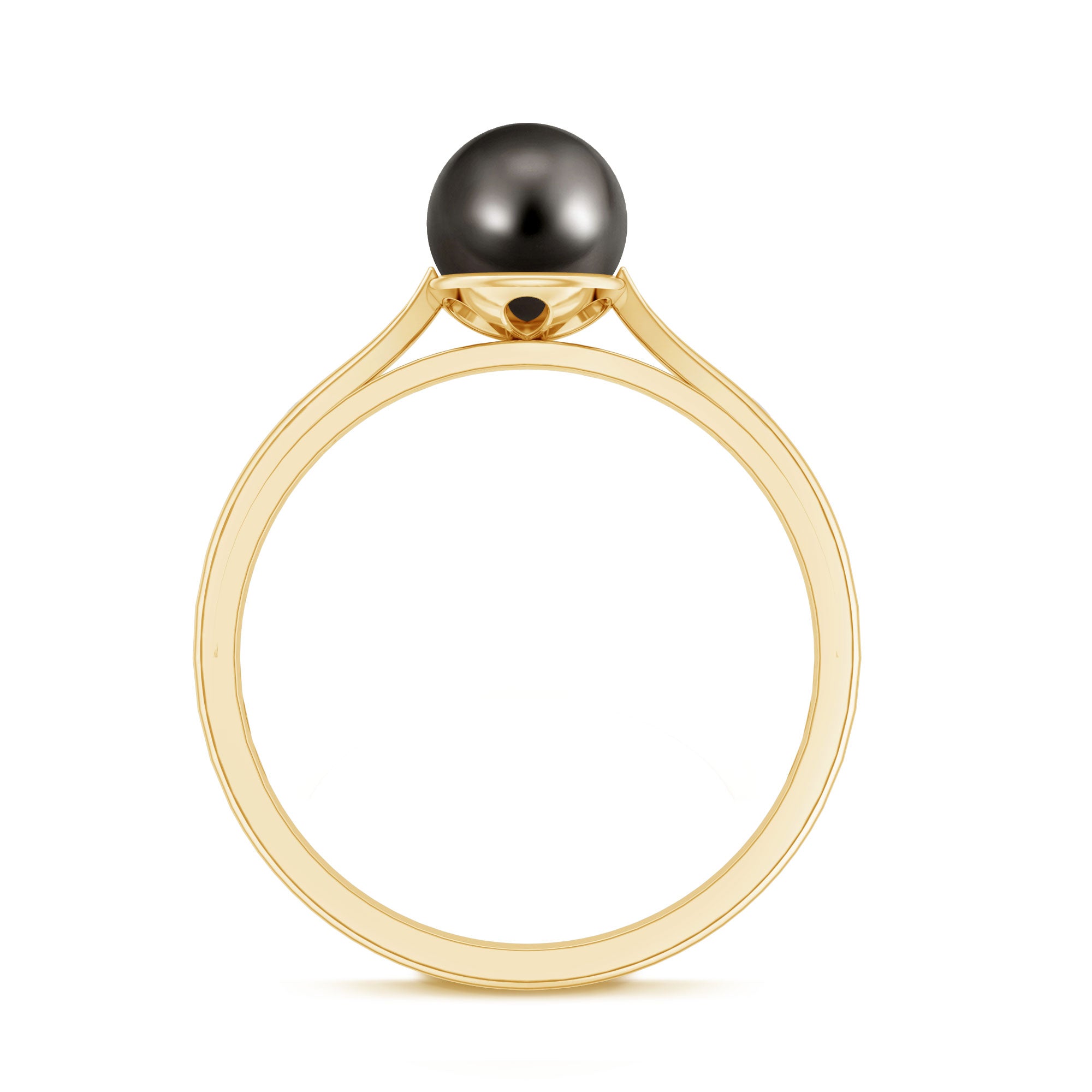Solitaire Black Tahitian Pearl Engagement Ring with Certificate AAA - Rosec Jewels