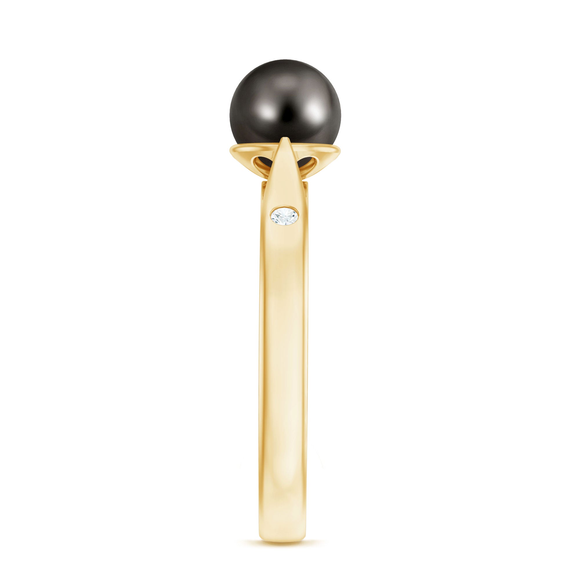 Rosec Jewels-Solitaire Black Tahitian Pearl Engagement Ring with Certificate
