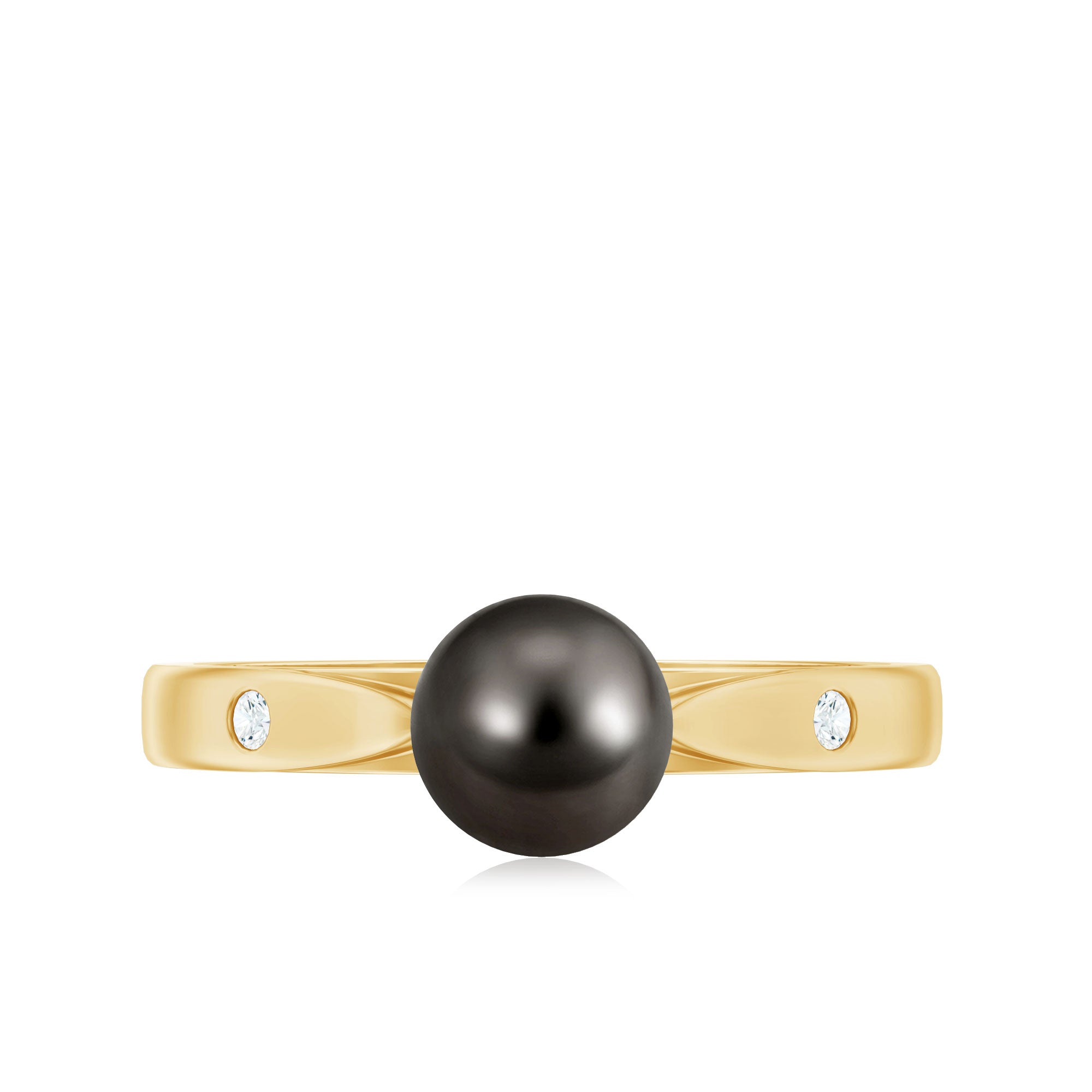 Solitaire Black Tahitian Pearl Engagement Ring with Certificate AAA - Rosec Jewels