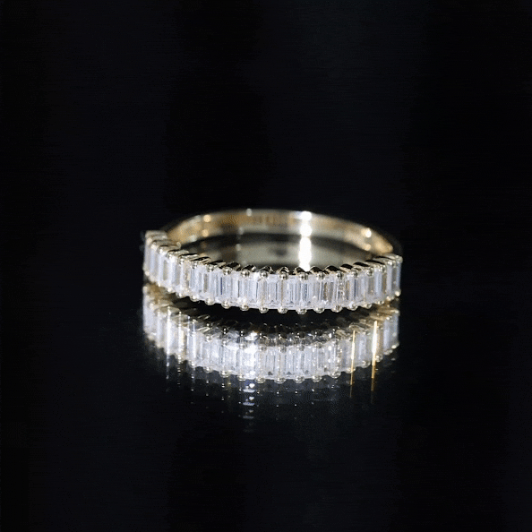 Certified Baguette Cut Moissanite Half Eternity Band Ring D-VS1 - Rosec Jewels