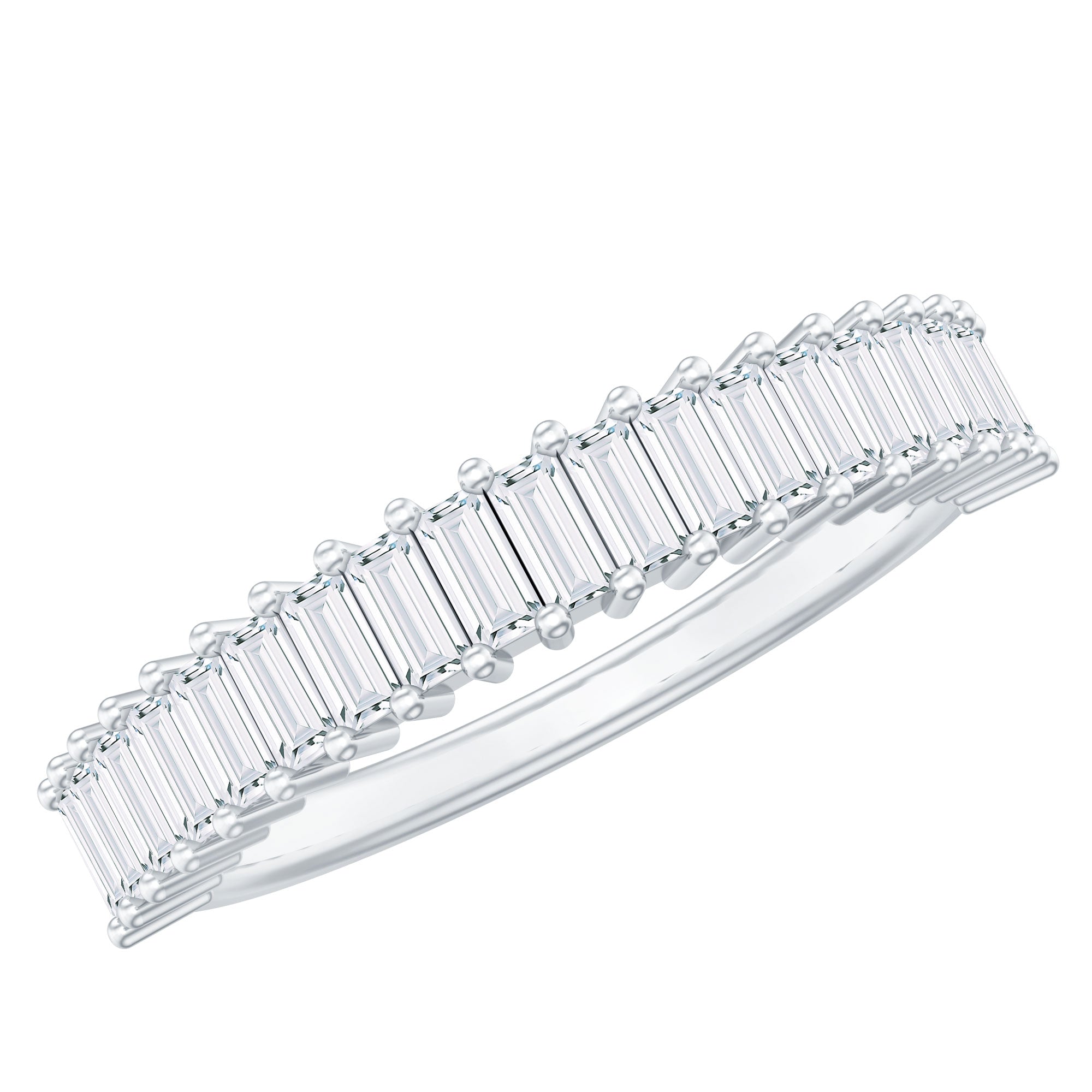 Certified Baguette Cut Moissanite Half Eternity Band Ring D-VS1 - Rosec Jewels