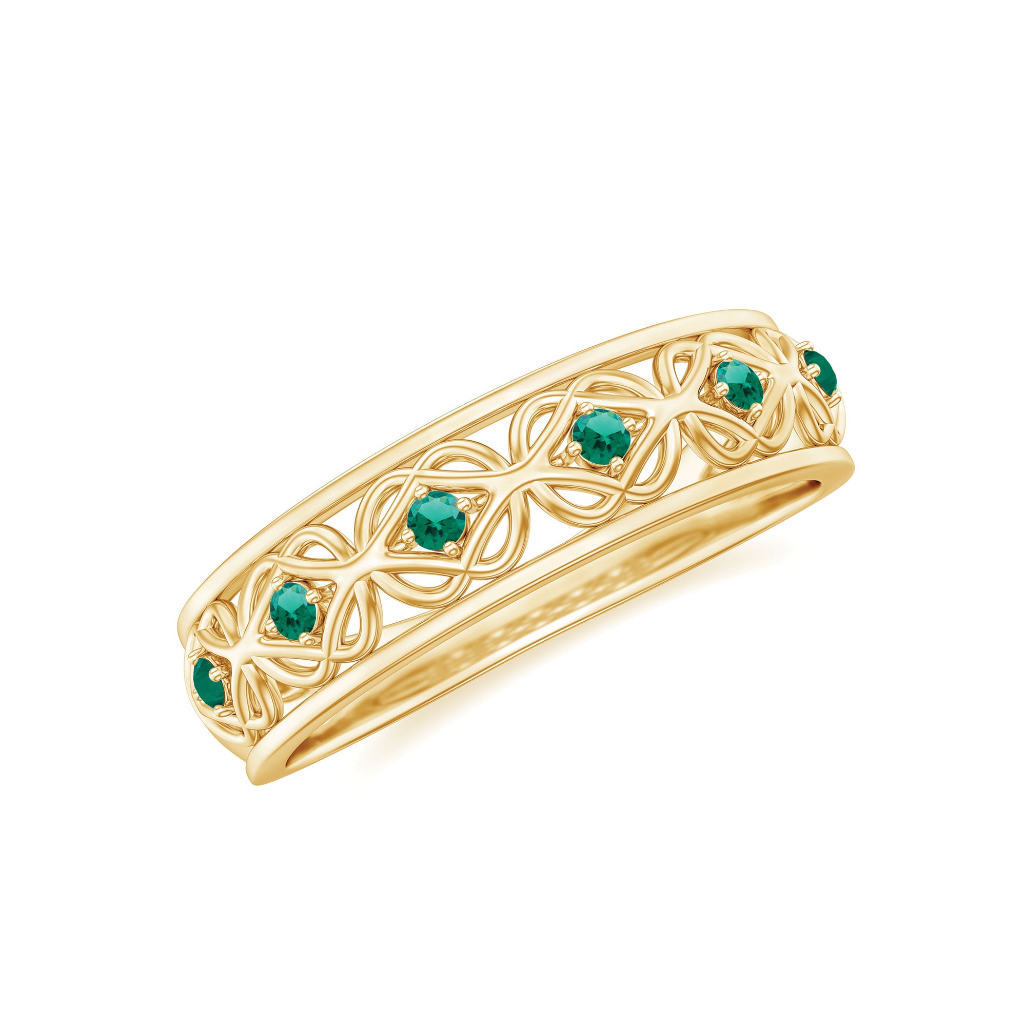 Lab Created Emerald Vintage Inspired Eternity Band AAAA - Rosec Jewels