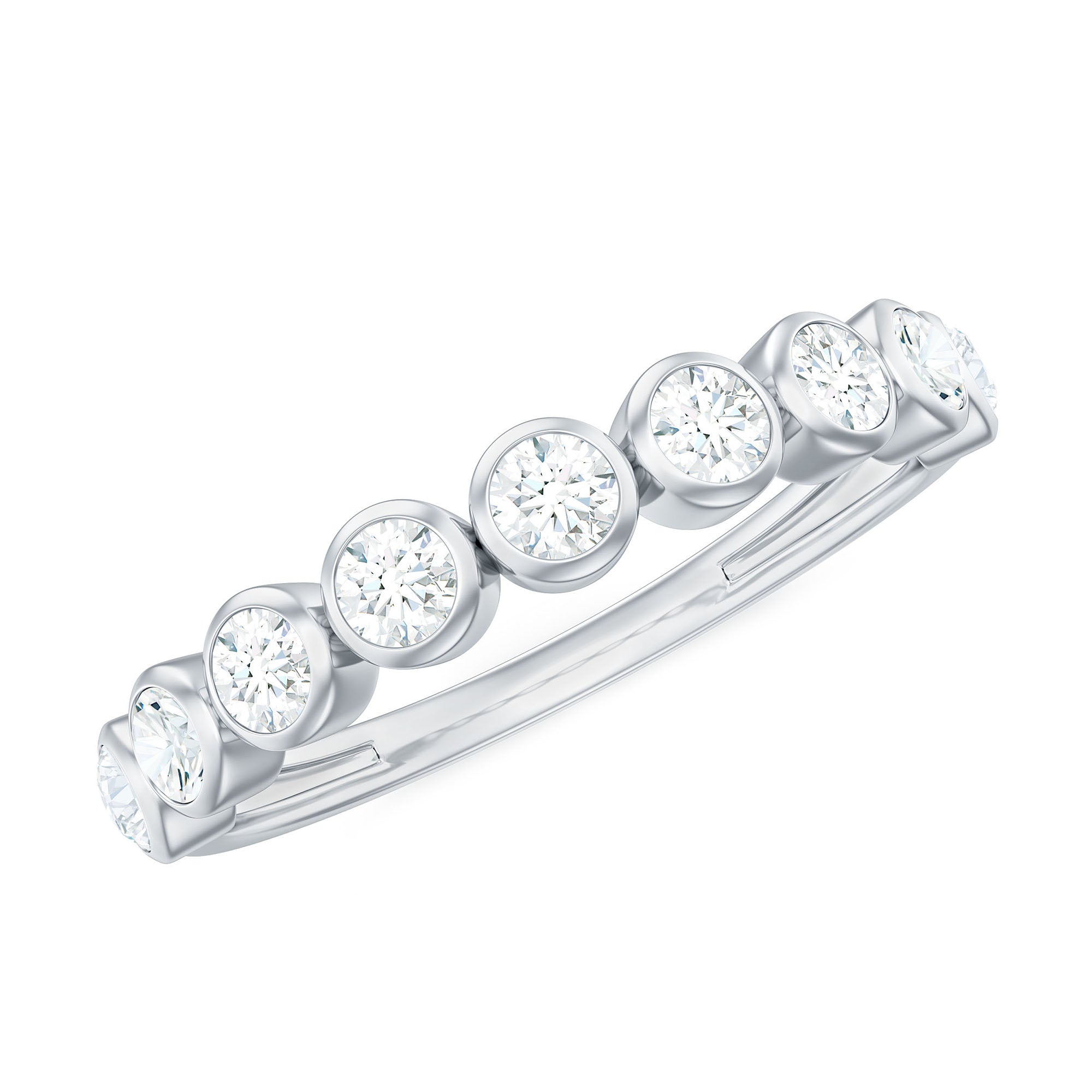Bezel Set Moissanite Half Eternity Band Ring