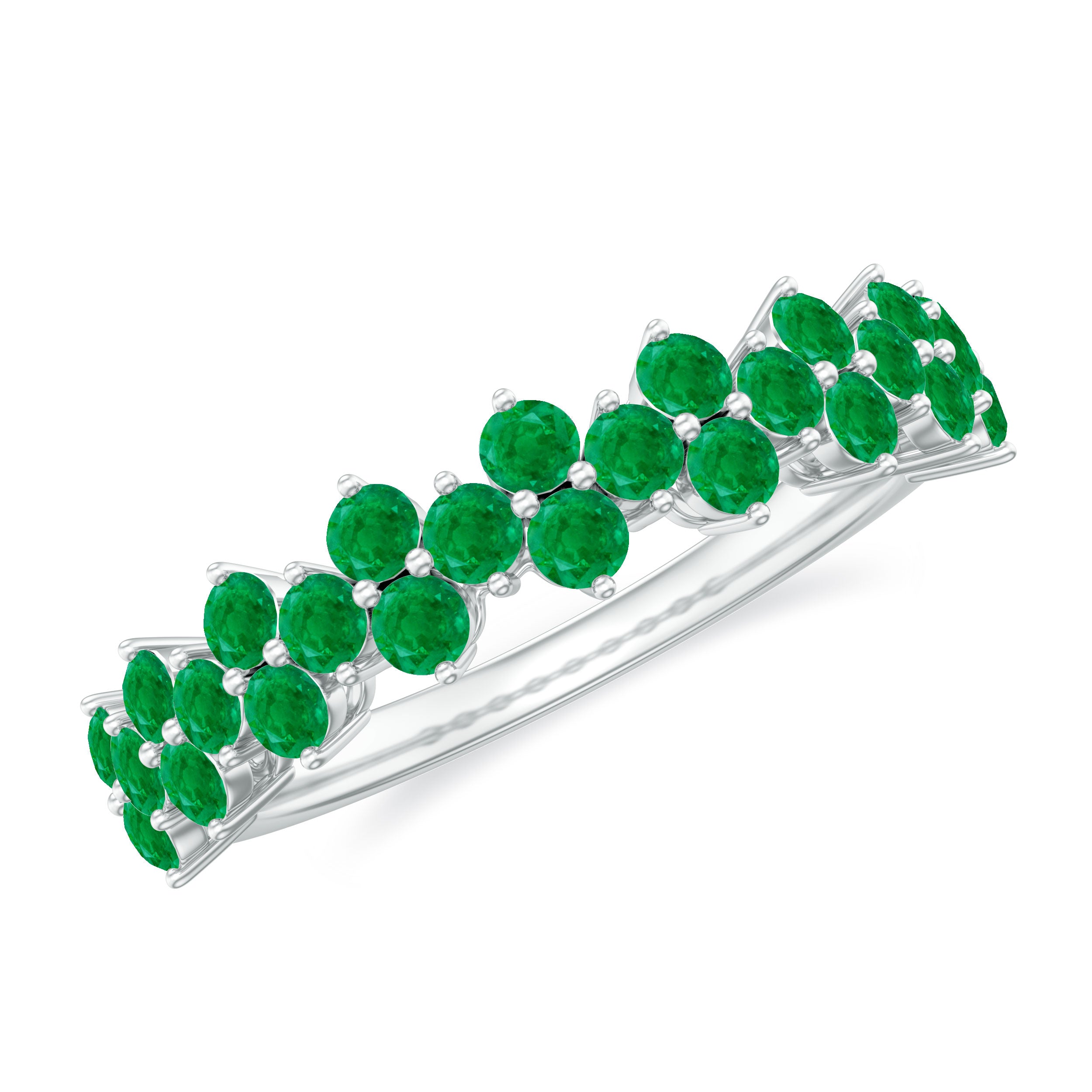 Certified Real Emerald Half Eternity Anniversary Ring