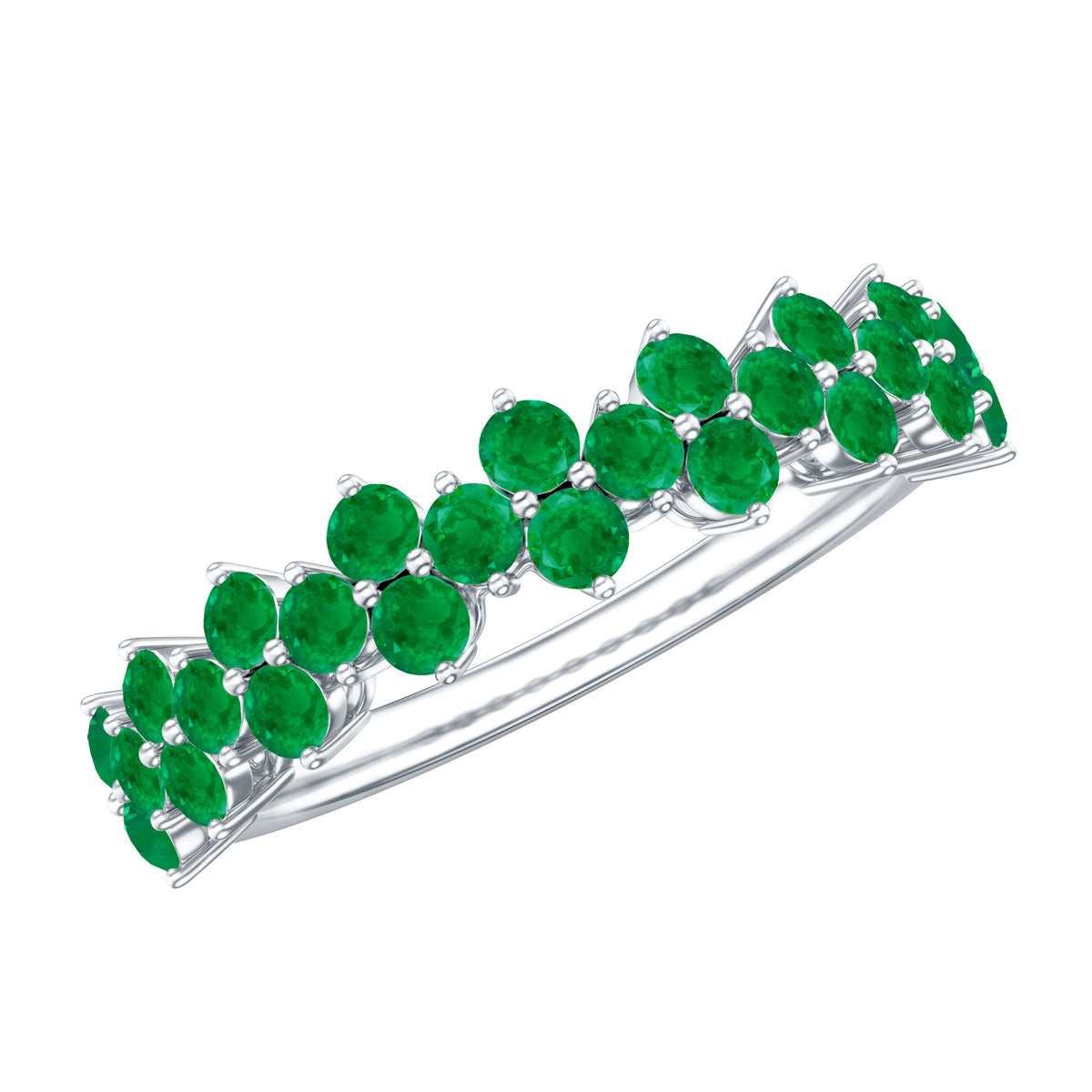 Certified Real Emerald Half Eternity Anniversary Ring AAA - Rosec Jewels
