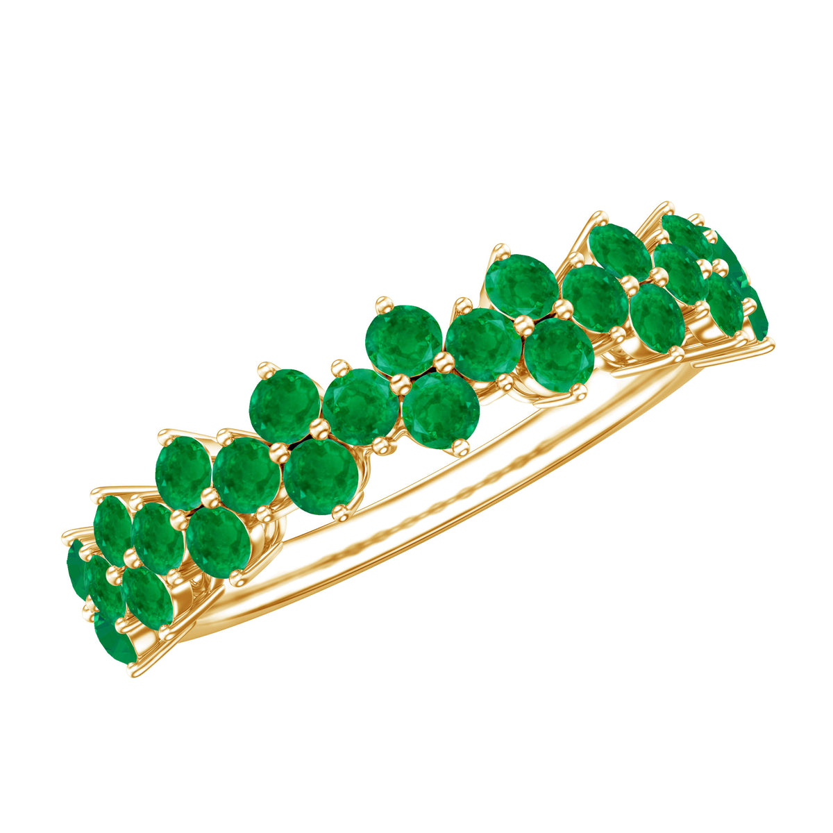 Certified Real Emerald Half Eternity Anniversary Ring AAA - Rosec Jewels