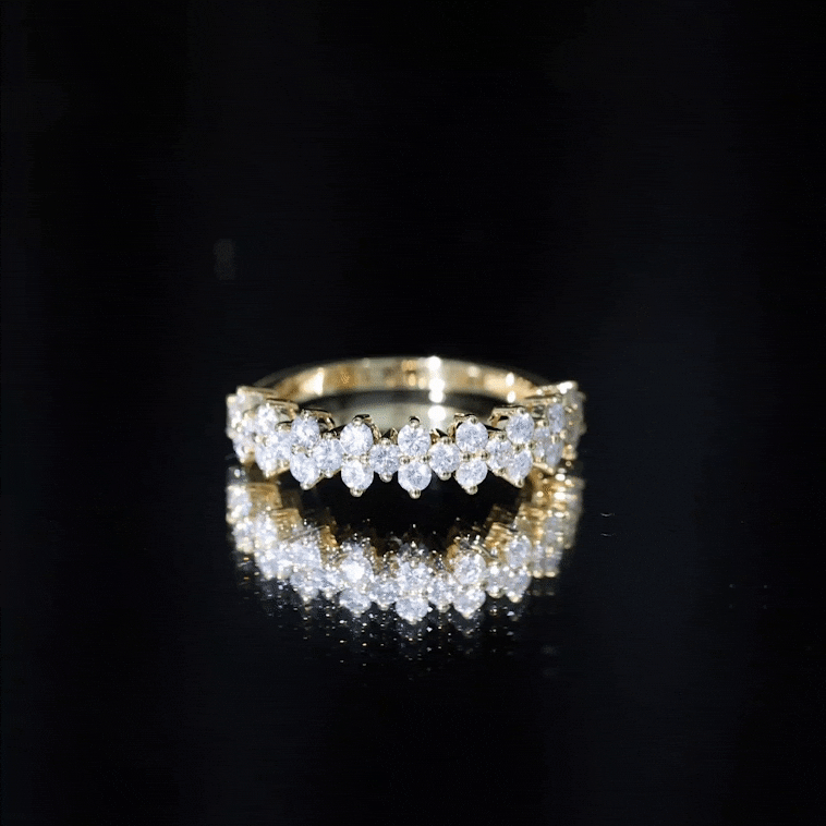 Round Moissanite Cluster Eternity Wedding Band D-VS1 - Rosec Jewels
