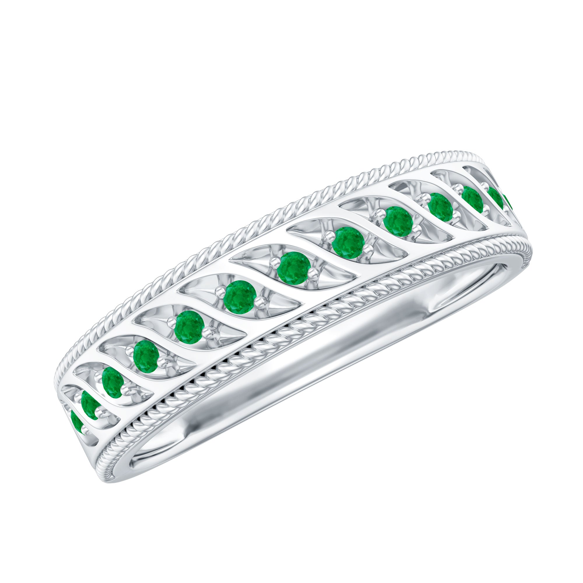 Genuine Emerald Vintage Inspired Eternity Band AAA - Rosec Jewels