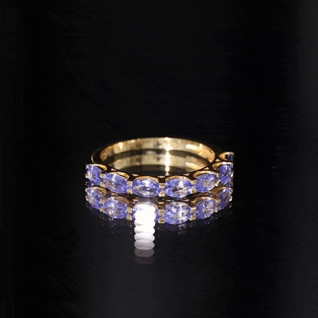 Oval Shape Tanzanite East West Eternity Band Ring AAA - Rosec Jewels