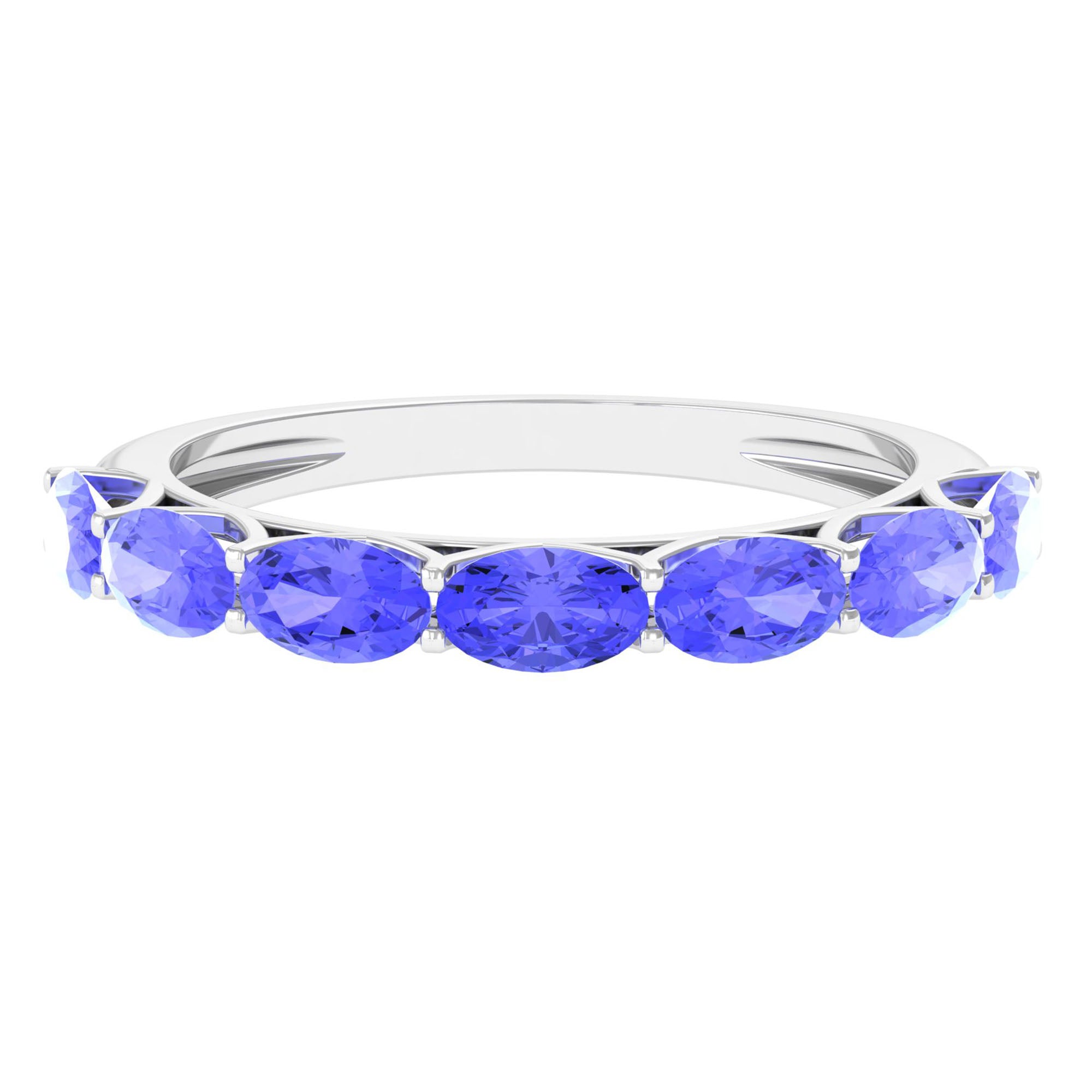 Oval Shape Tanzanite East West Eternity Band Ring AAA - Rosec Jewels