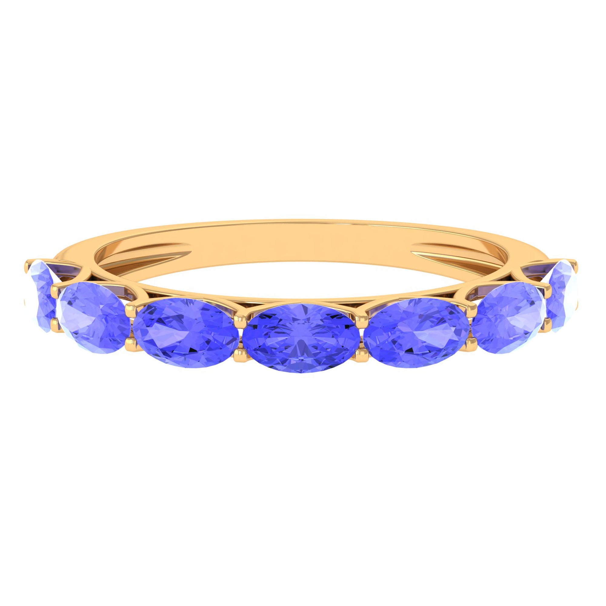 Oval Shape Tanzanite East West Eternity Band Ring AAA - Rosec Jewels