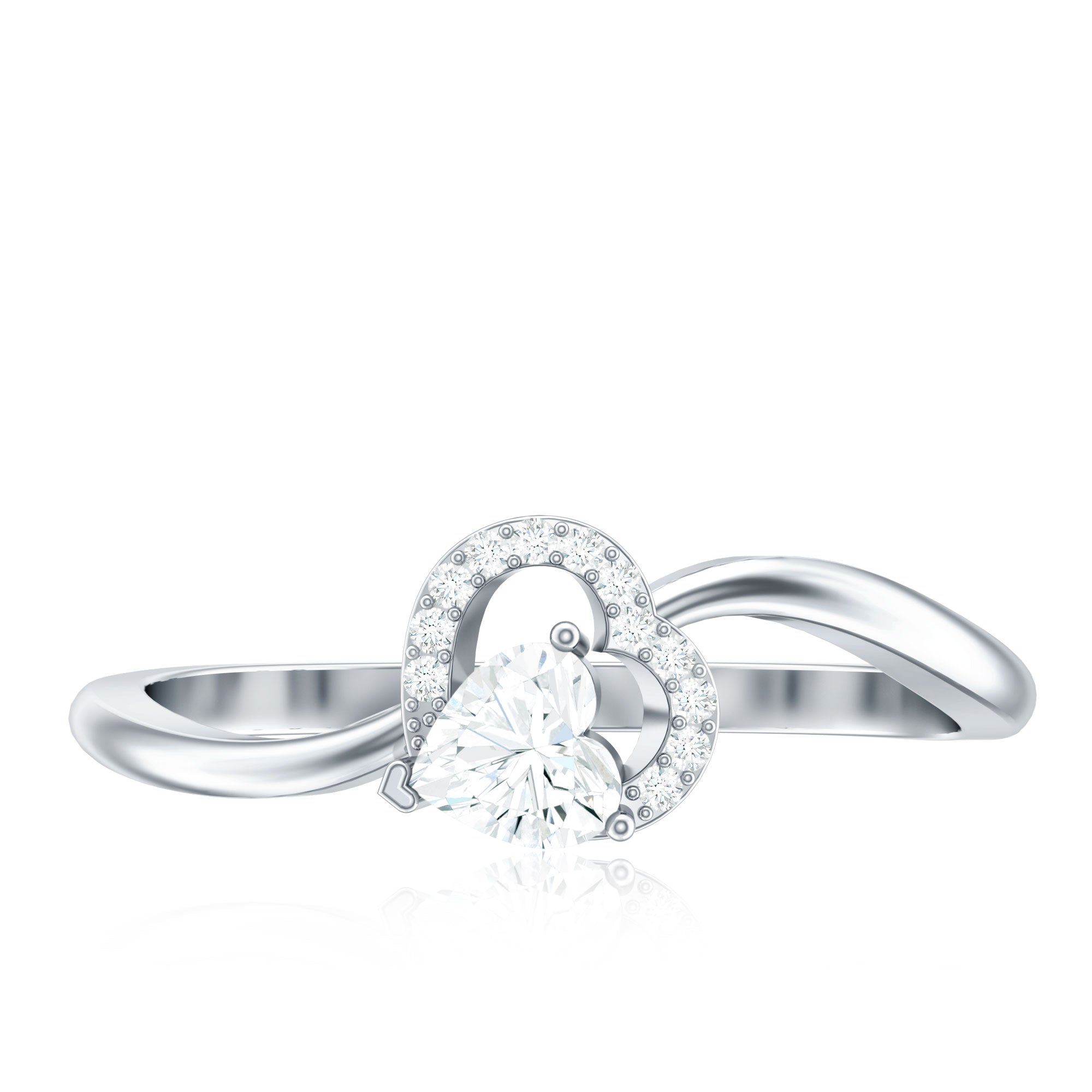 Certified Moissanite Heart Promise Ring for Her D-VS1 - Rosec Jewels