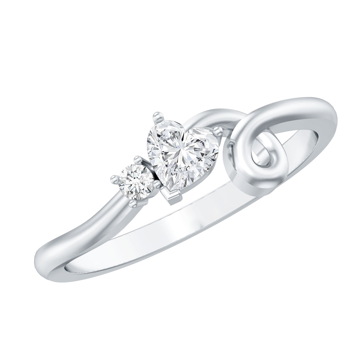 Certified Moissanite Heart Promise Ring with Twisted Shank D-VS1 - Rosec Jewels