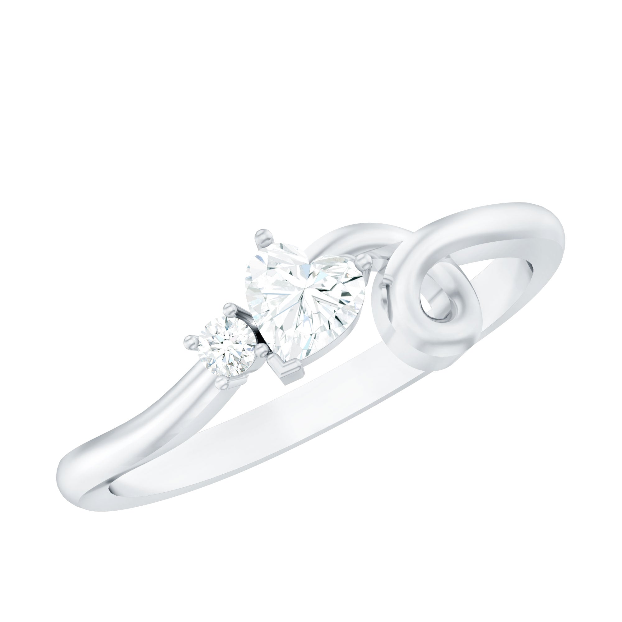 Certified Moissanite Heart Promise Ring with Twisted Shank