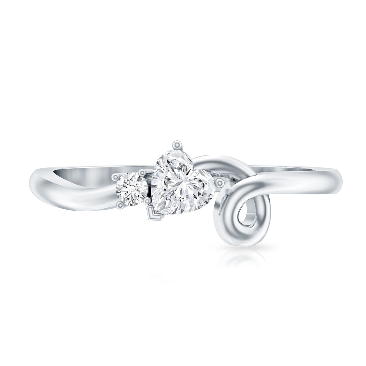 Certified Moissanite Heart Promise Ring with Twisted Shank D-VS1 - Rosec Jewels