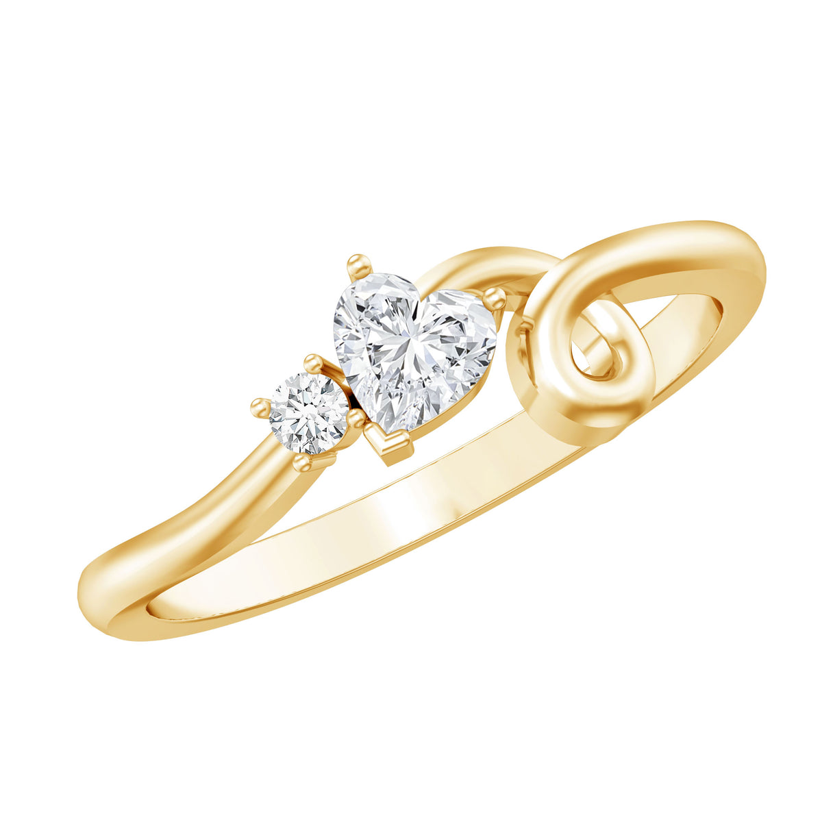 Certified Moissanite Heart Promise Ring with Twisted Shank D-VS1 - Rosec Jewels