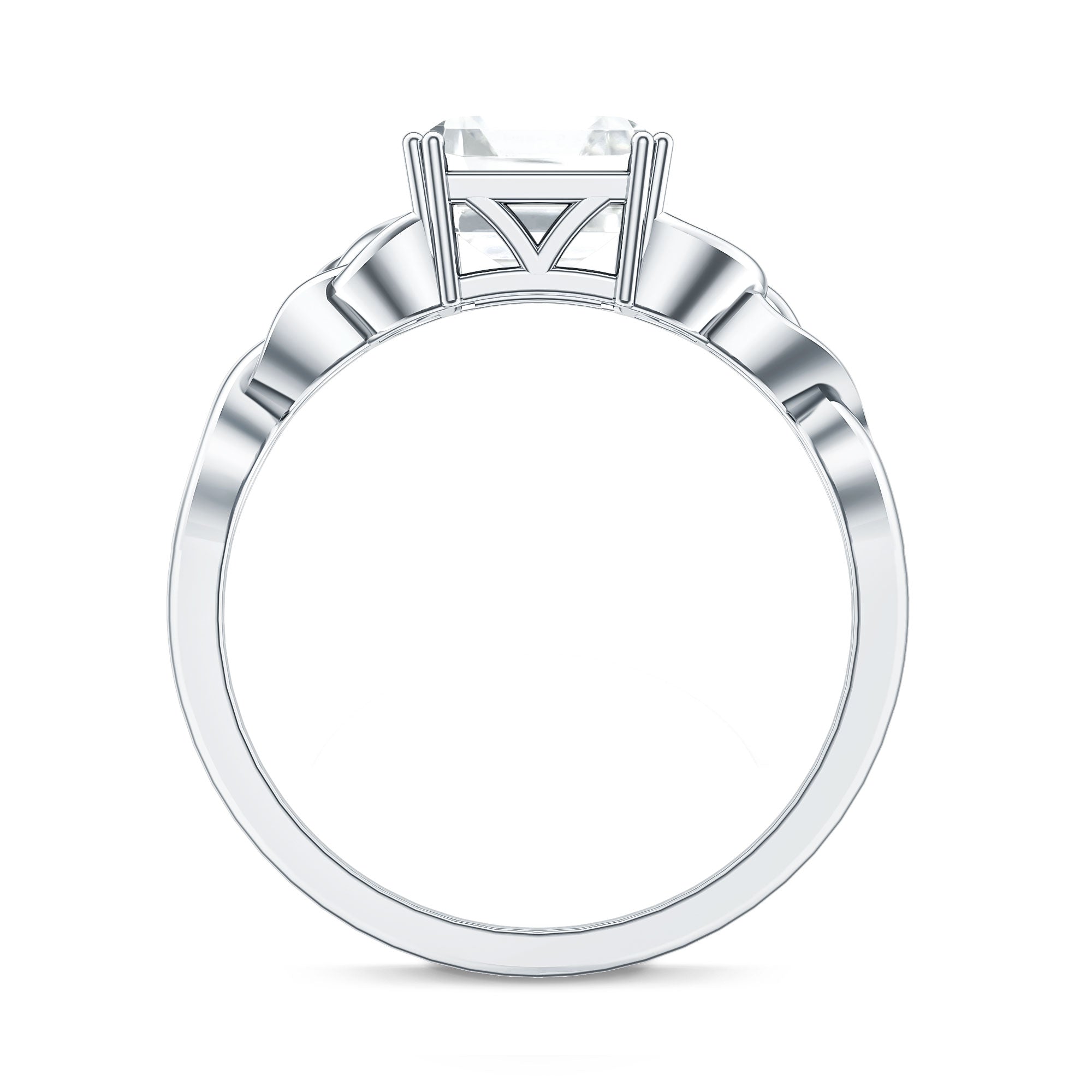 Asscher Cut 3 Carat Moissanite Celtic Knot Engagement Ring D-VS1 - Rosec Jewels
