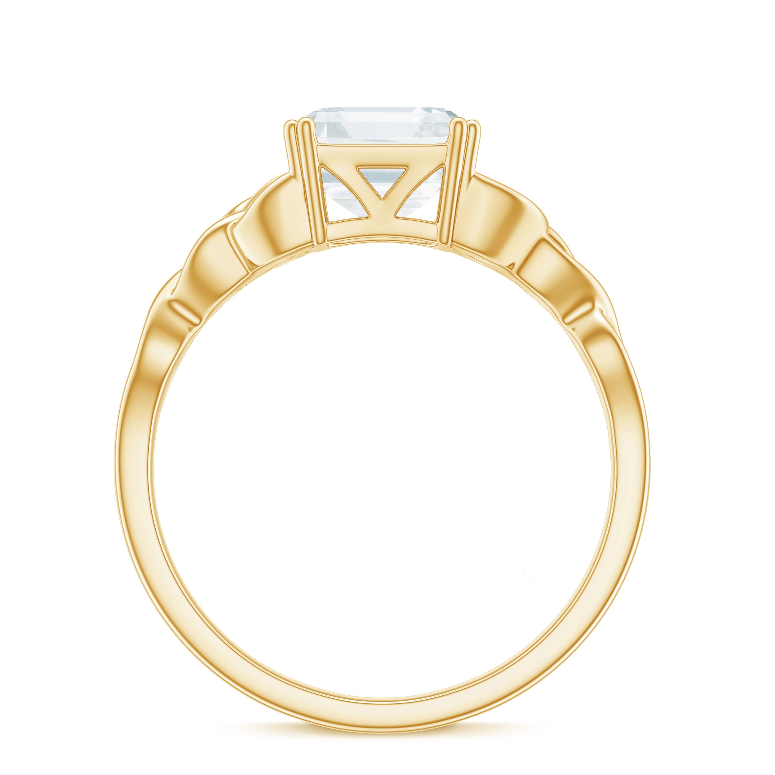 Asscher Cut 8 MM Moissanite Celtic Knot Engagement Ring D-VS1 - Rosec Jewels