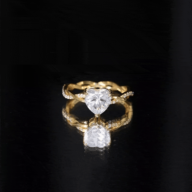 Solitaire Heart Shape Moissanite Braided Engagement Ring D-VS1 - Rosec Jewels