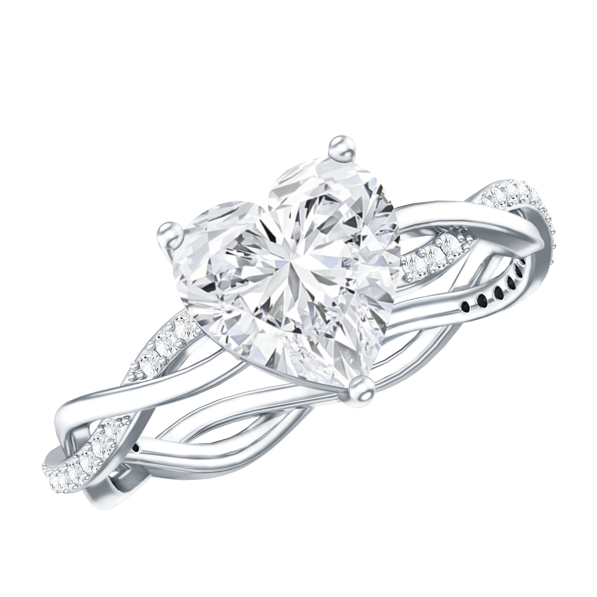 Solitaire Heart Shape Moissanite Braided Engagement Ring D-VS1 - Rosec Jewels