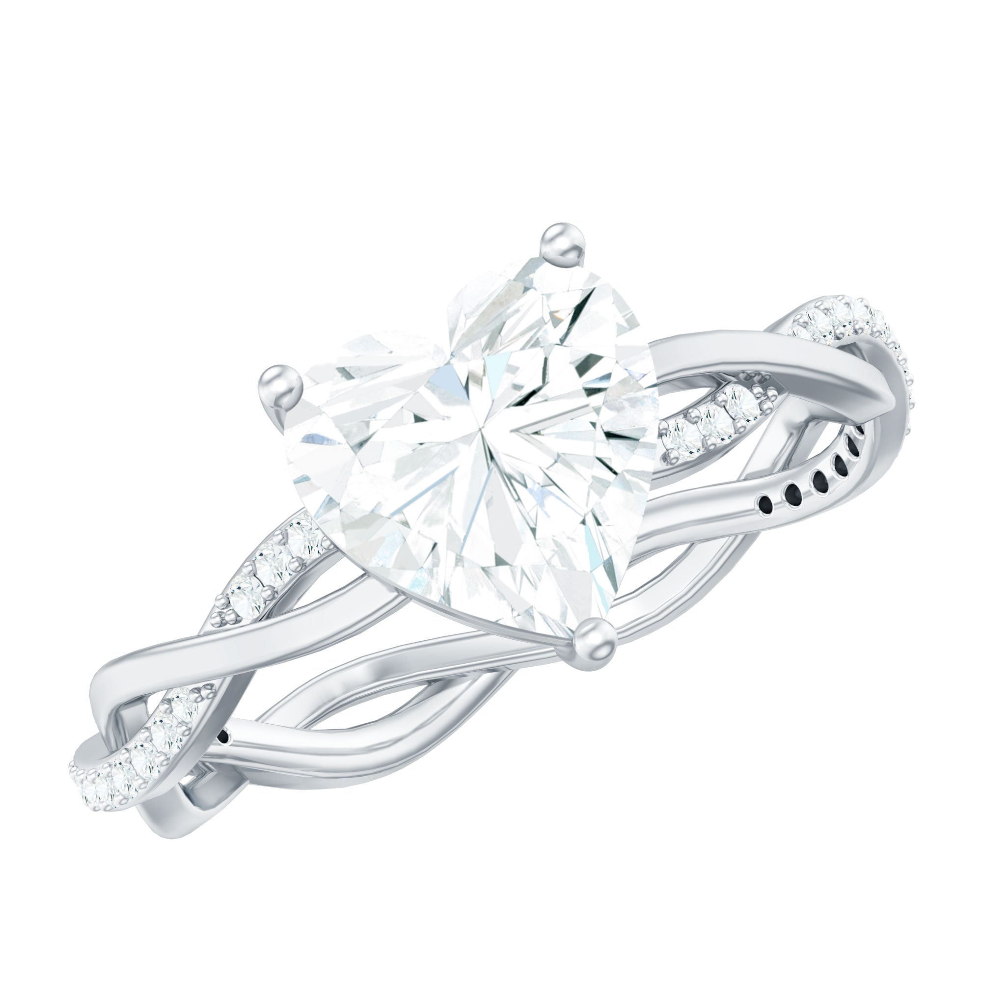 Rosec Jewels-Solitaire Heart Shape Moissanite Braided Engagement Ring