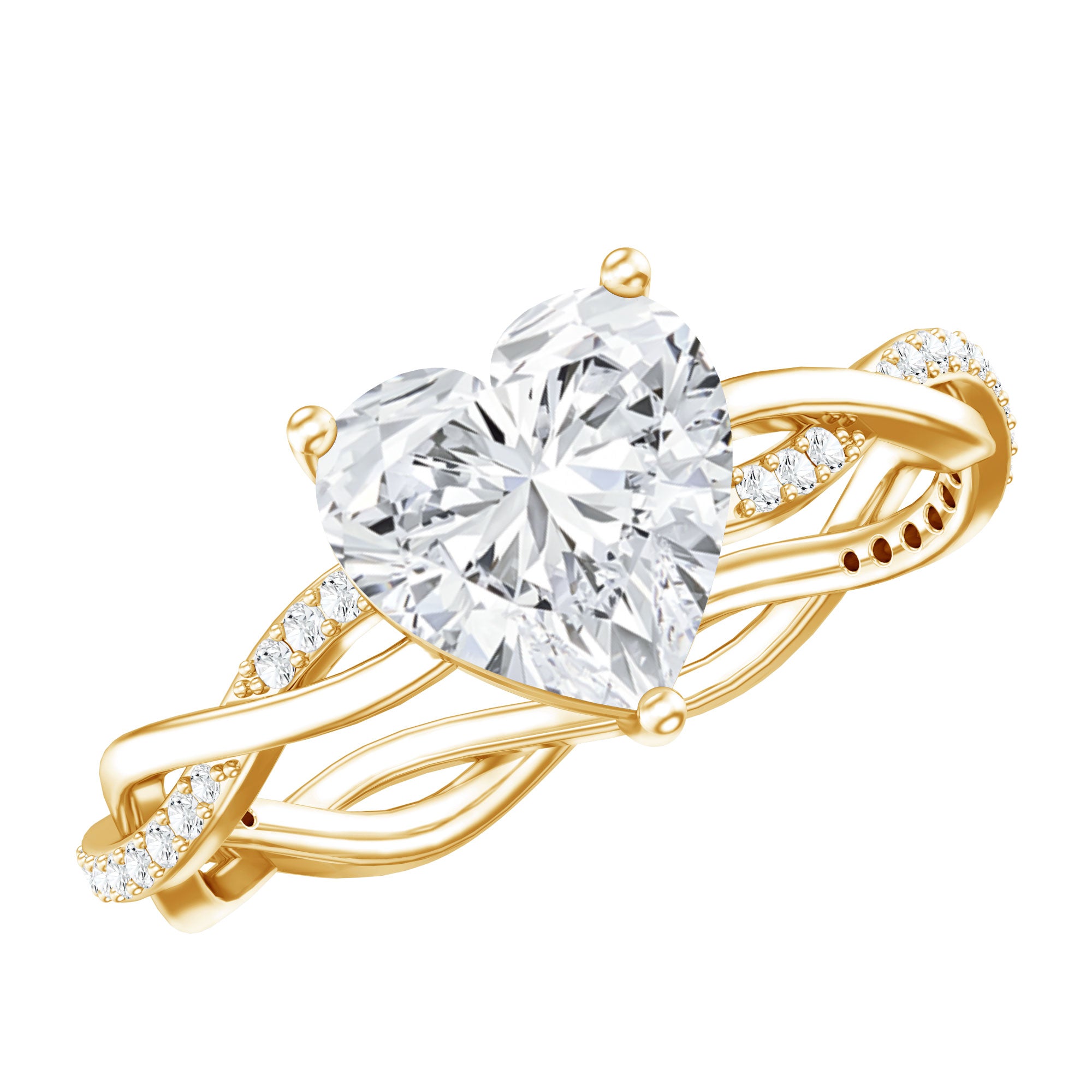 Solitaire Heart Shape Moissanite Braided Engagement Ring D-VS1 - Rosec Jewels