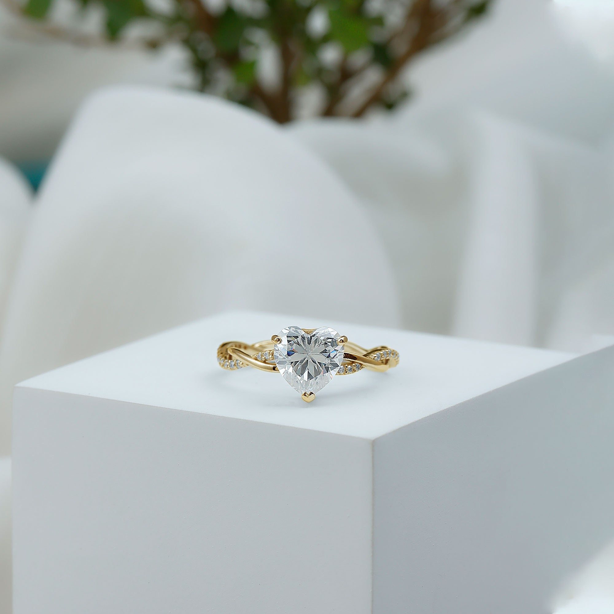Solitaire Heart Shape Moissanite Braided Engagement Ring D-VS1 - Rosec Jewels