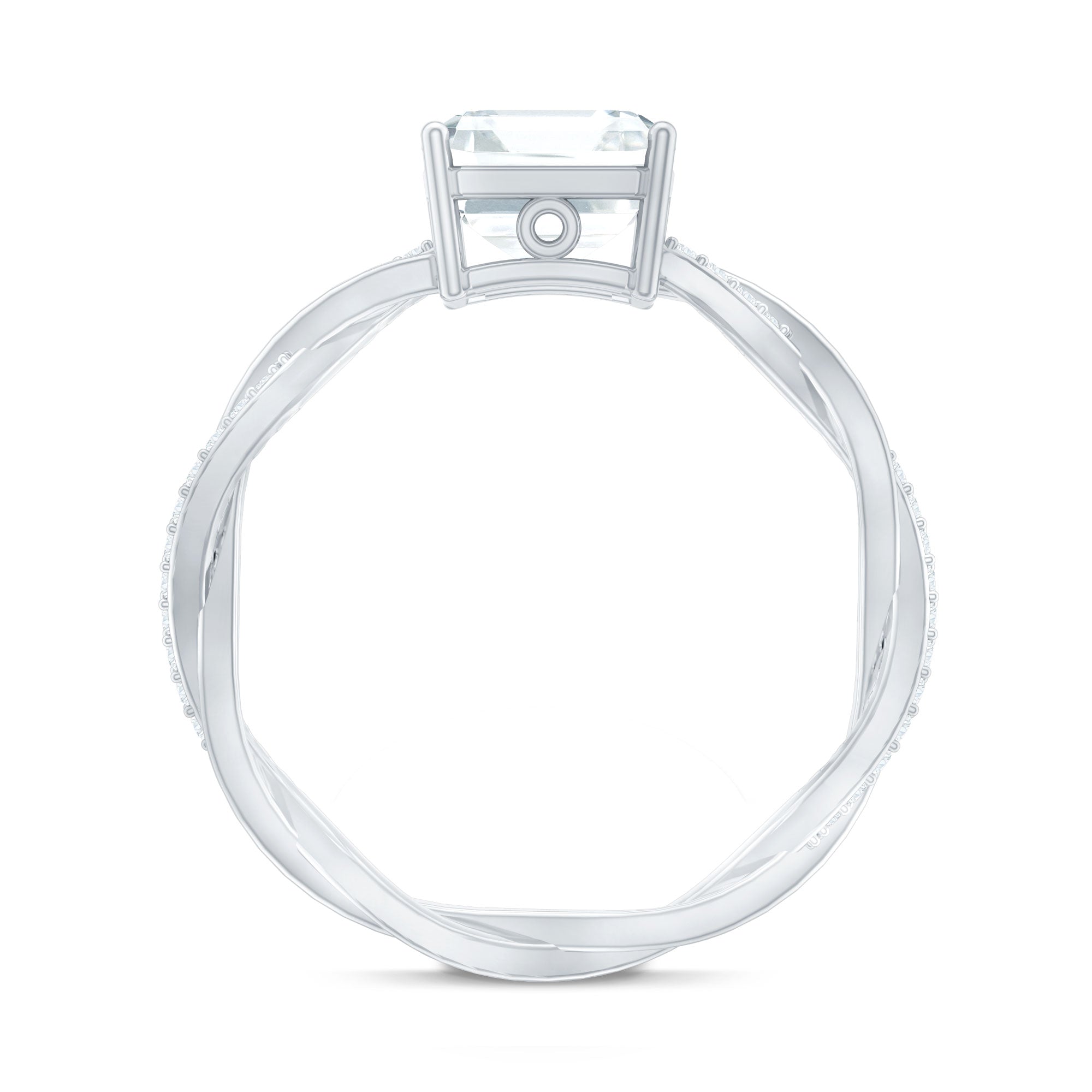 Solitaire Moissanite Asscher Cut Engagement Ring D-VS1 - Rosec Jewels