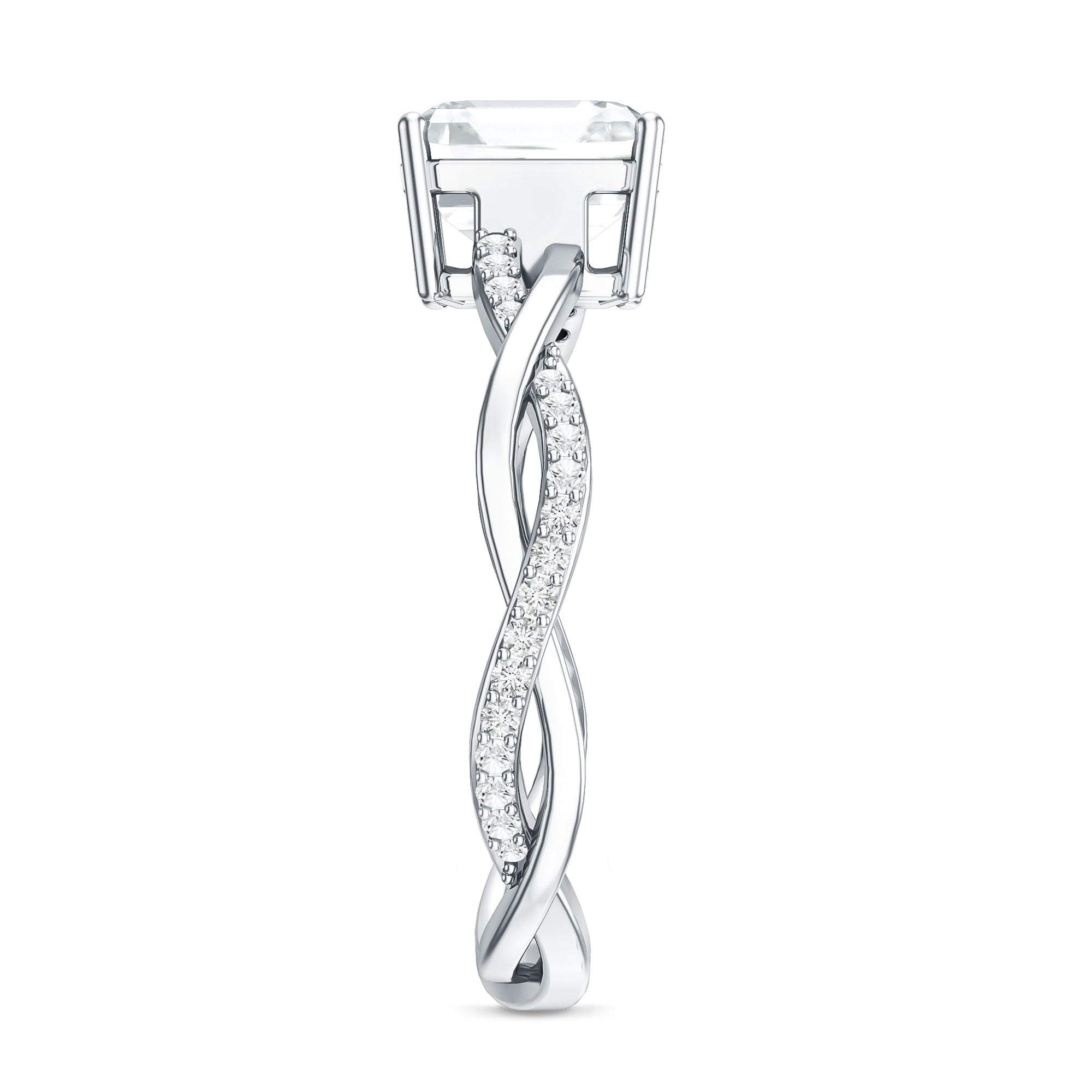 Solitaire Moissanite Asscher Cut Engagement Ring D-VS1 - Rosec Jewels